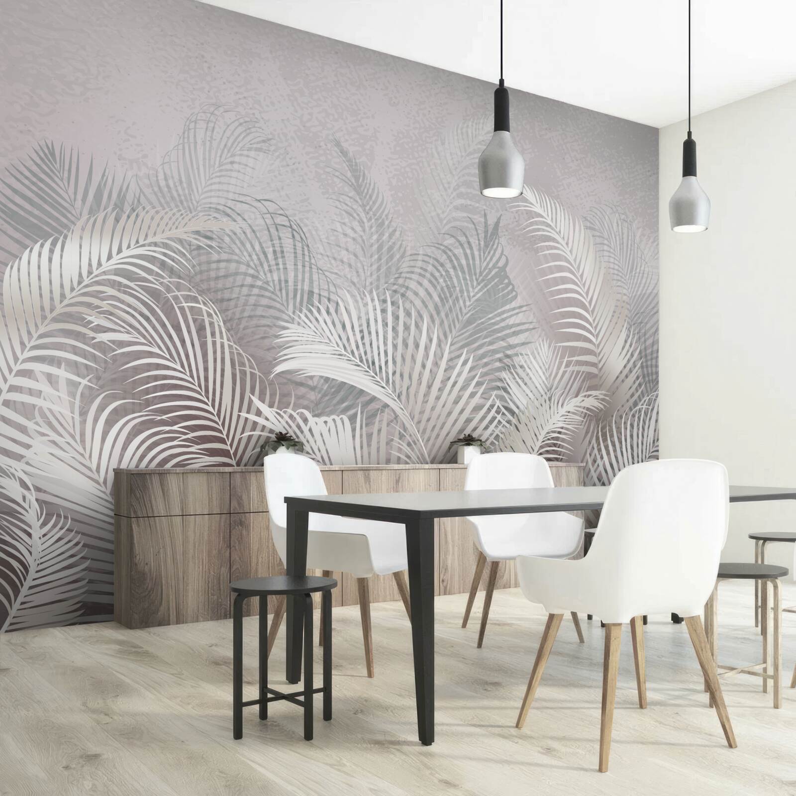 Fototapeta hmla jemne pokrýva majestátne palmové listy