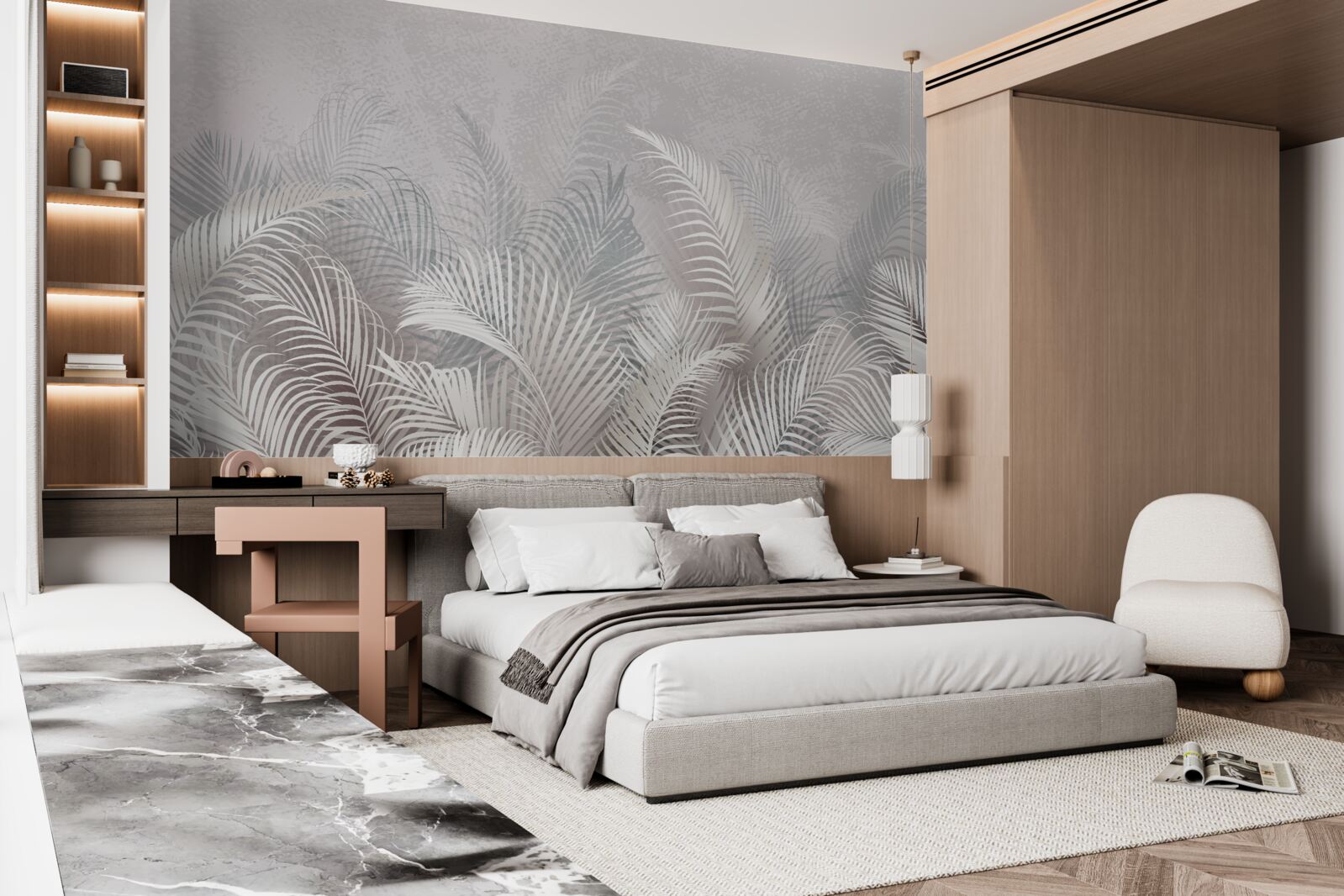 Fototapeta hmla jemne pokrýva majestátne palmové listy