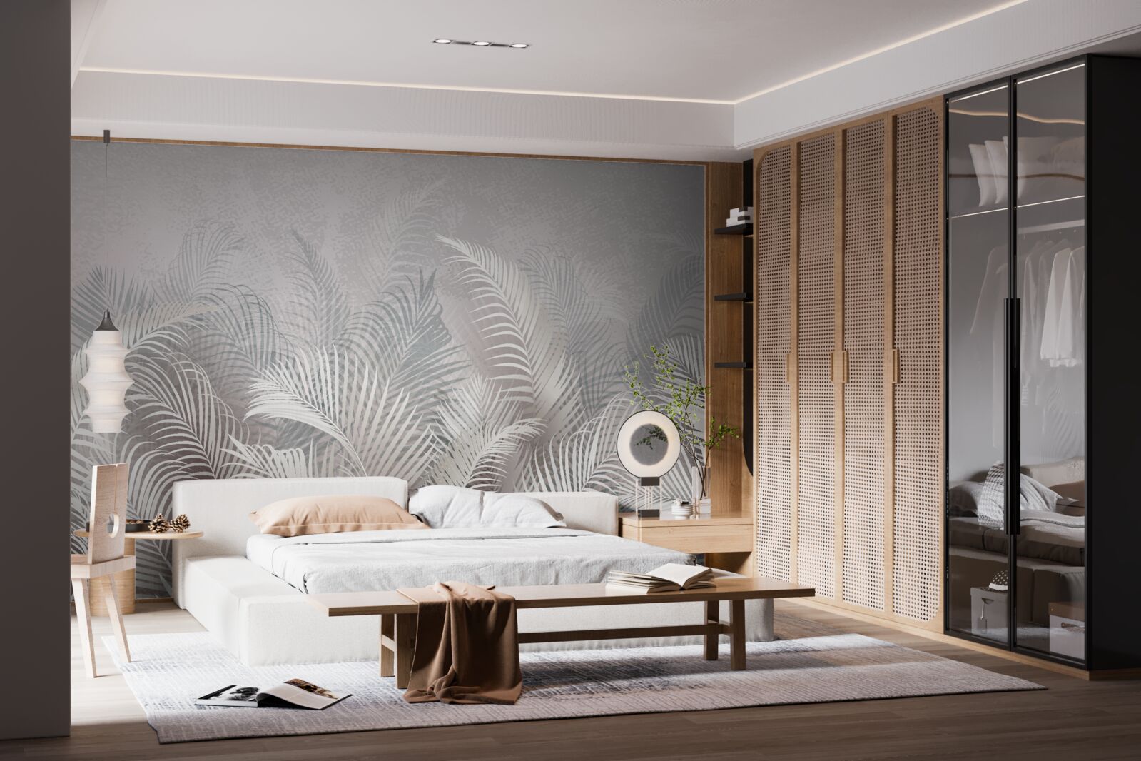 Fototapeta hmla jemne pokrýva majestátne palmové listy