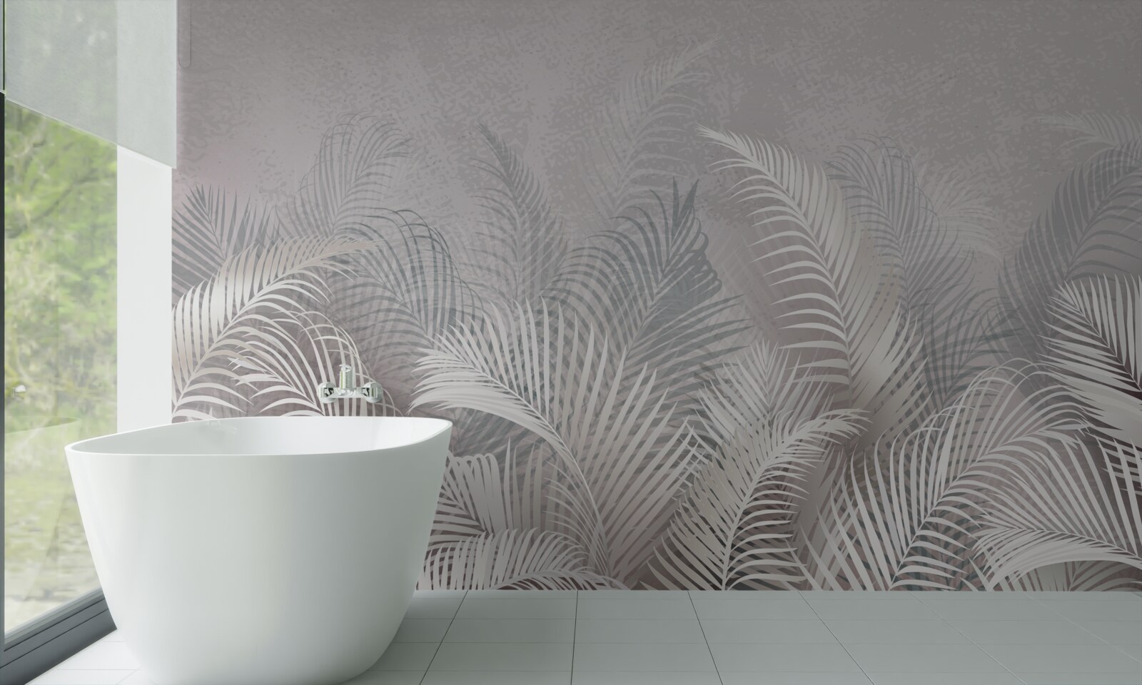 Fototapeta hmla jemne pokrýva majestátne palmové listy