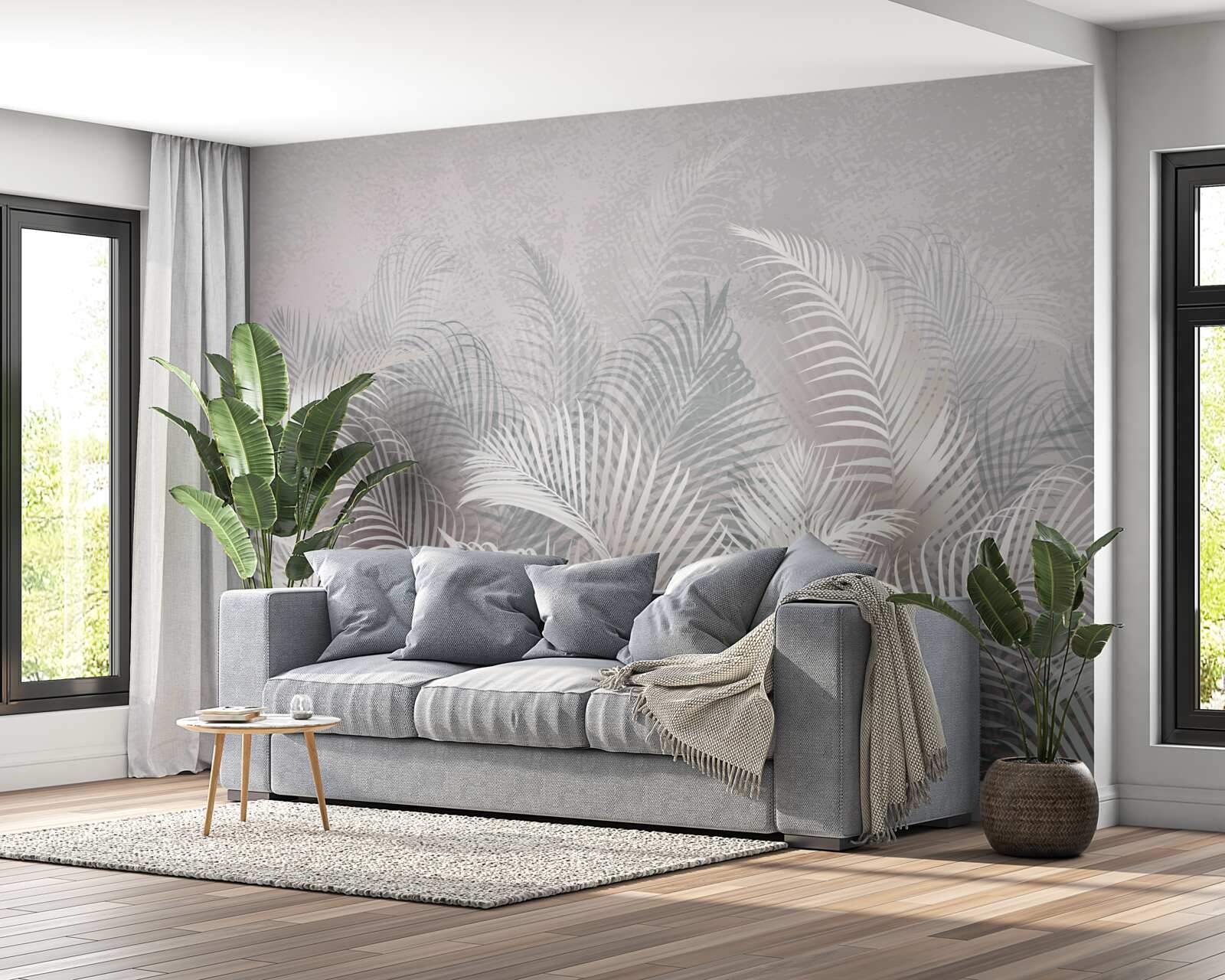 Fototapeta hmla jemne pokrýva majestátne palmové listy