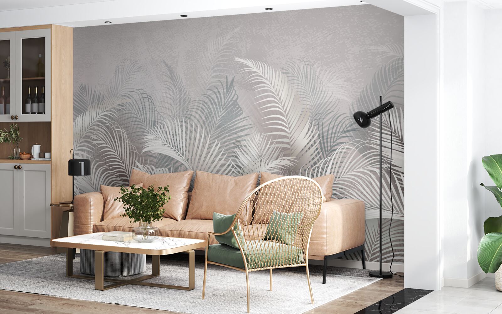 Fototapeta palmové listy medzi hmlou