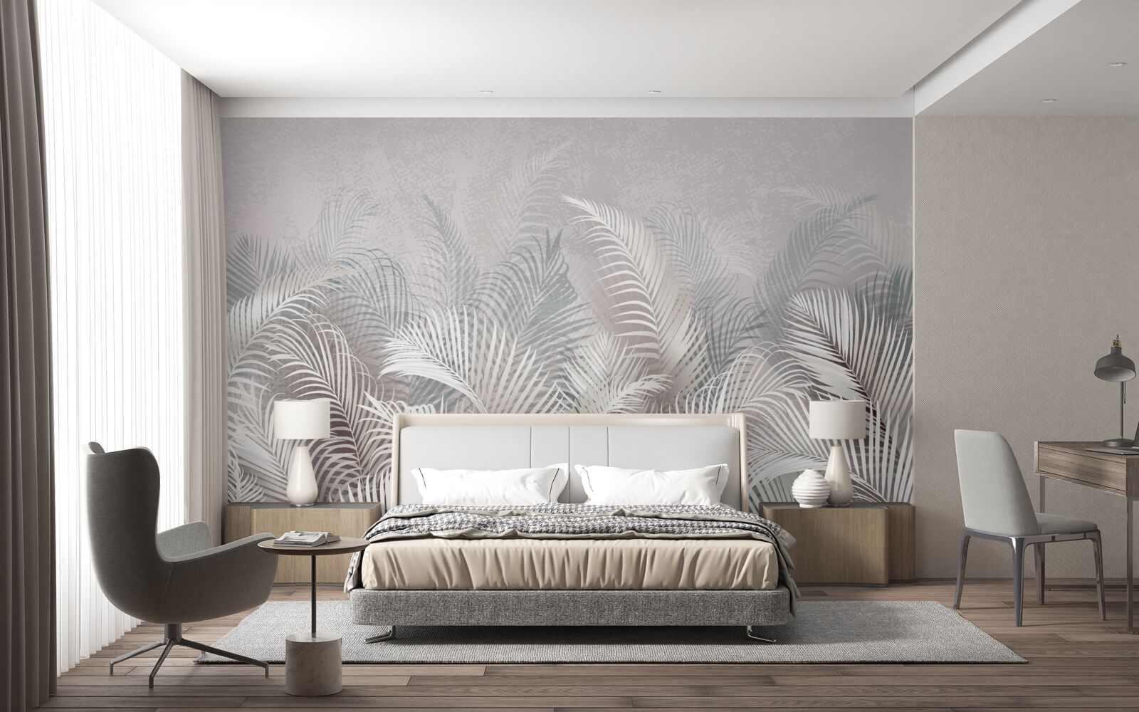 Fototapeta palmové listy medzi hmlou