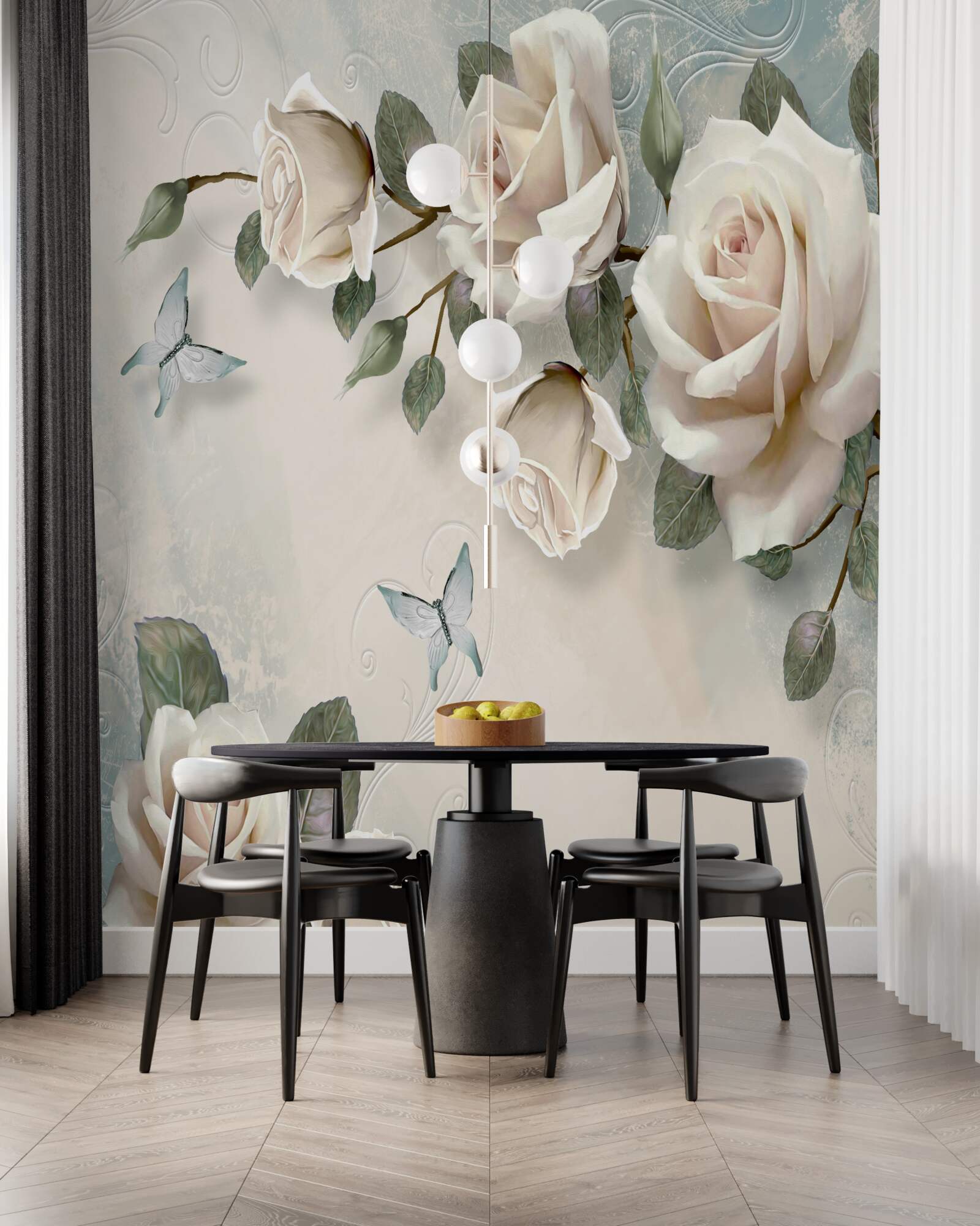 Fototapeta konáre veľkého kríka krémových ruží