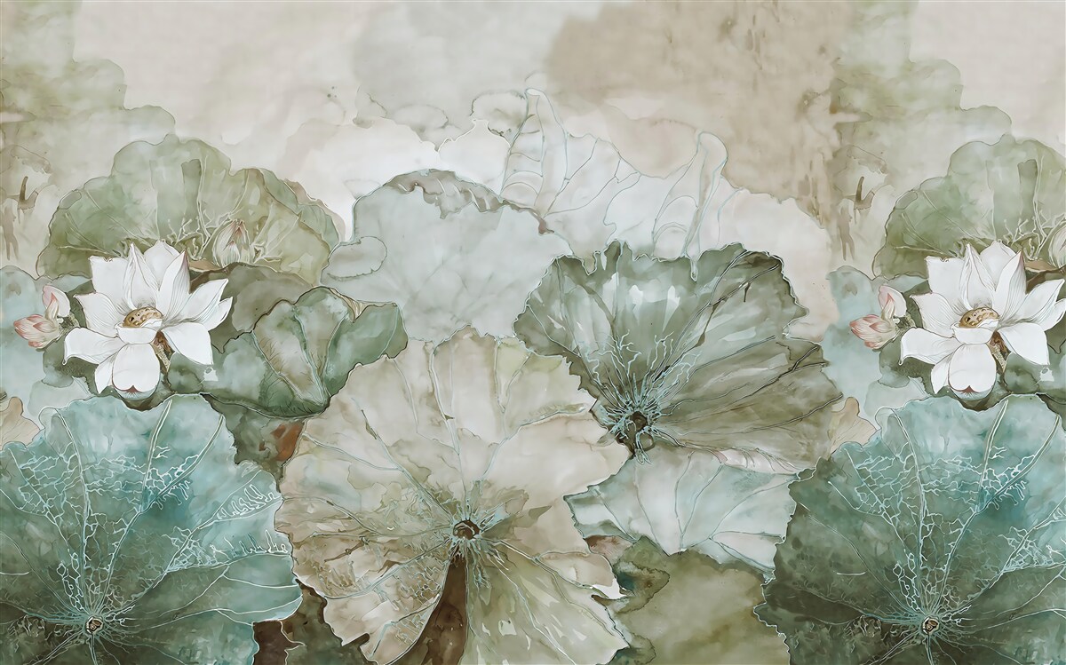 Fototapeta biele puky a listy trópov