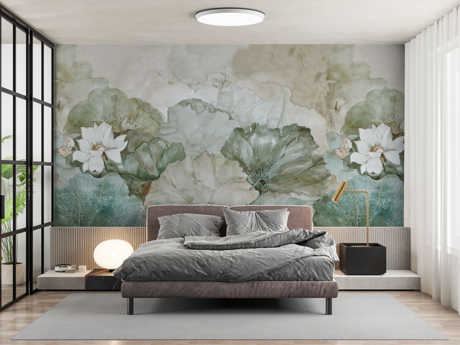 Fototapeta biele puky a listy trópov