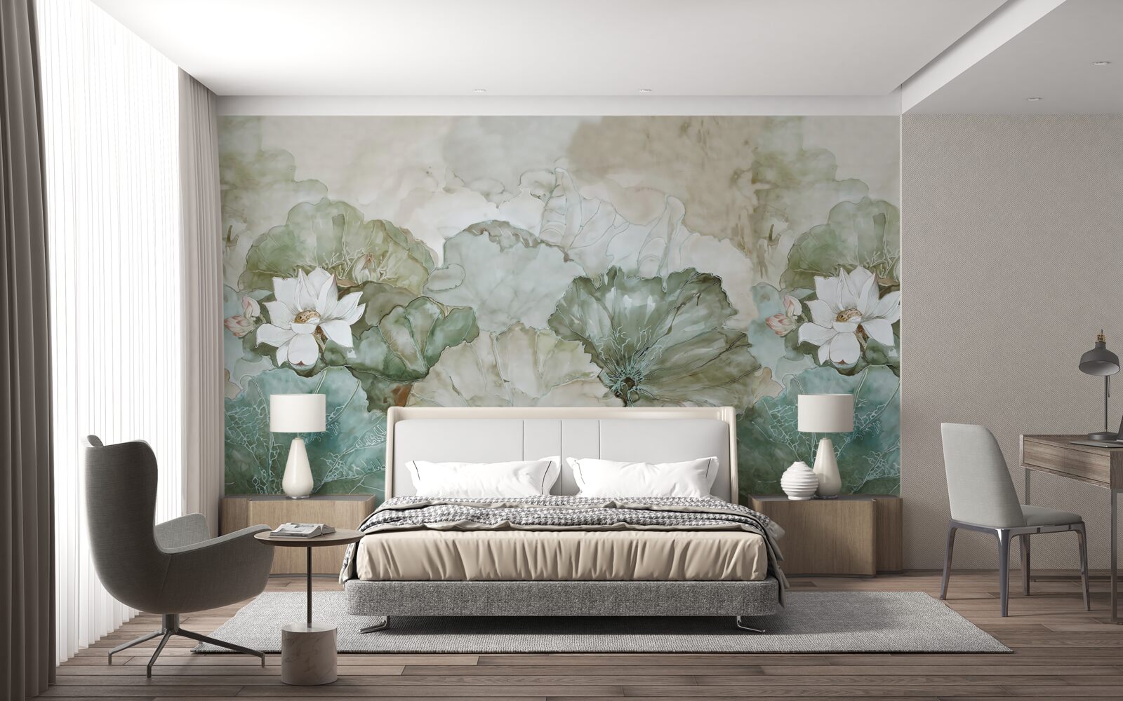 Fototapeta biele puky a listy trópov