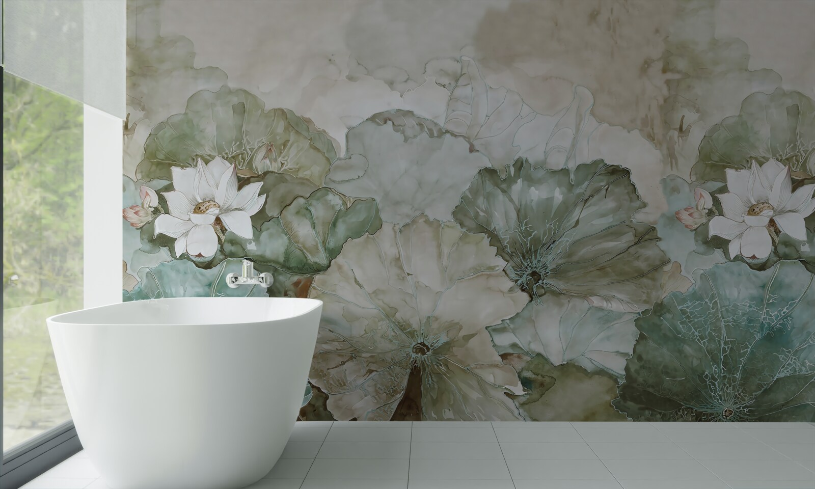 Fototapeta biele puky a listy trópov