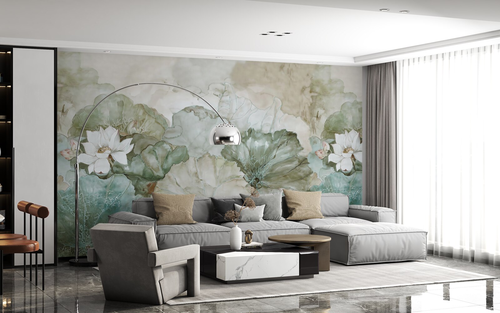 Fototapeta biele puky a listy trópov