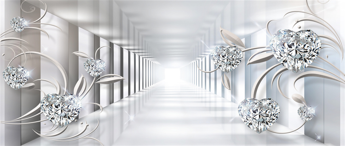 Fototapeta nekonečná chodba, osvetlená jasným svetlom a kvetinovou výzdobou