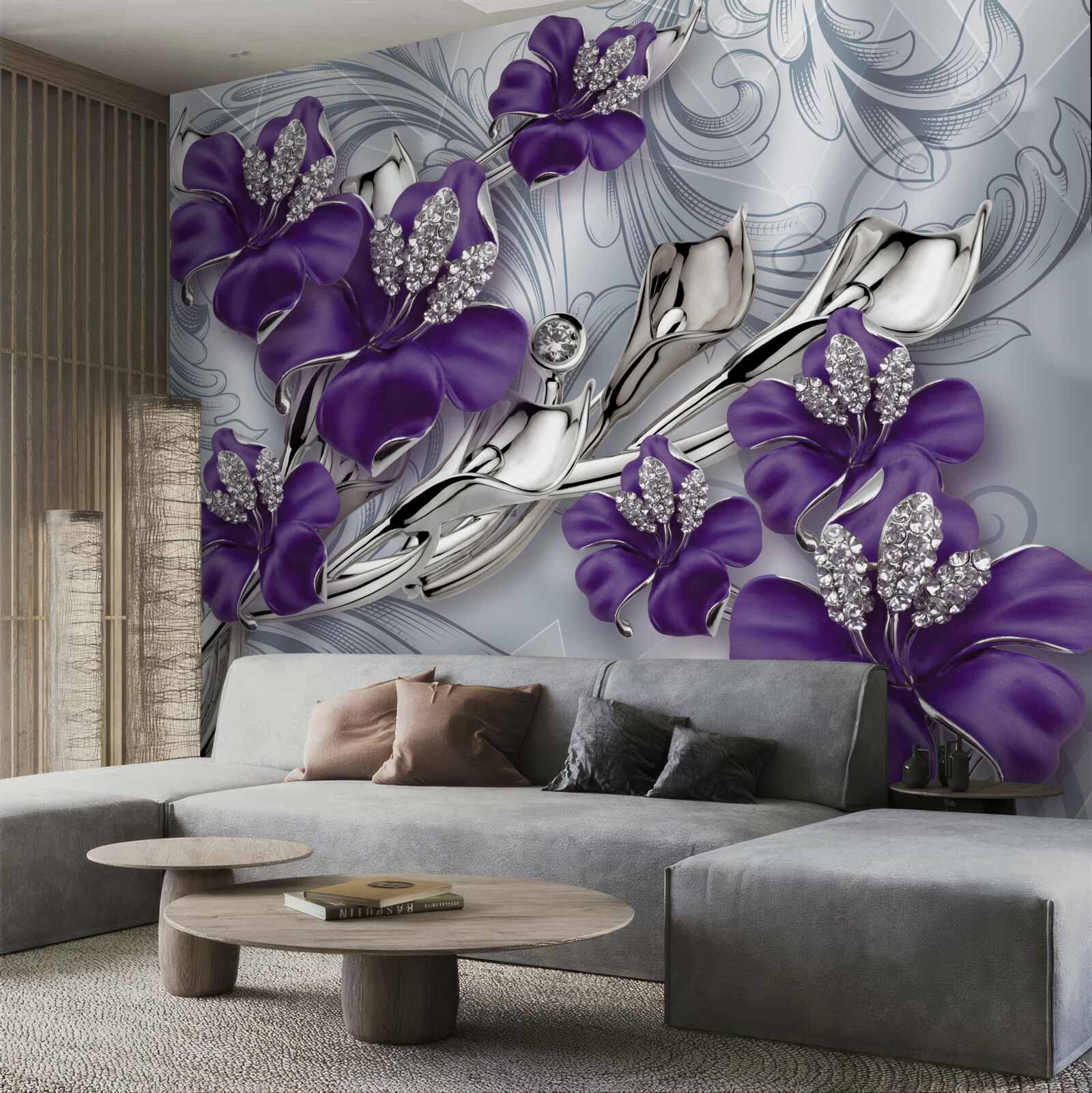 Fototapeta magnólia je fialová medzi kameňmi a zlatom