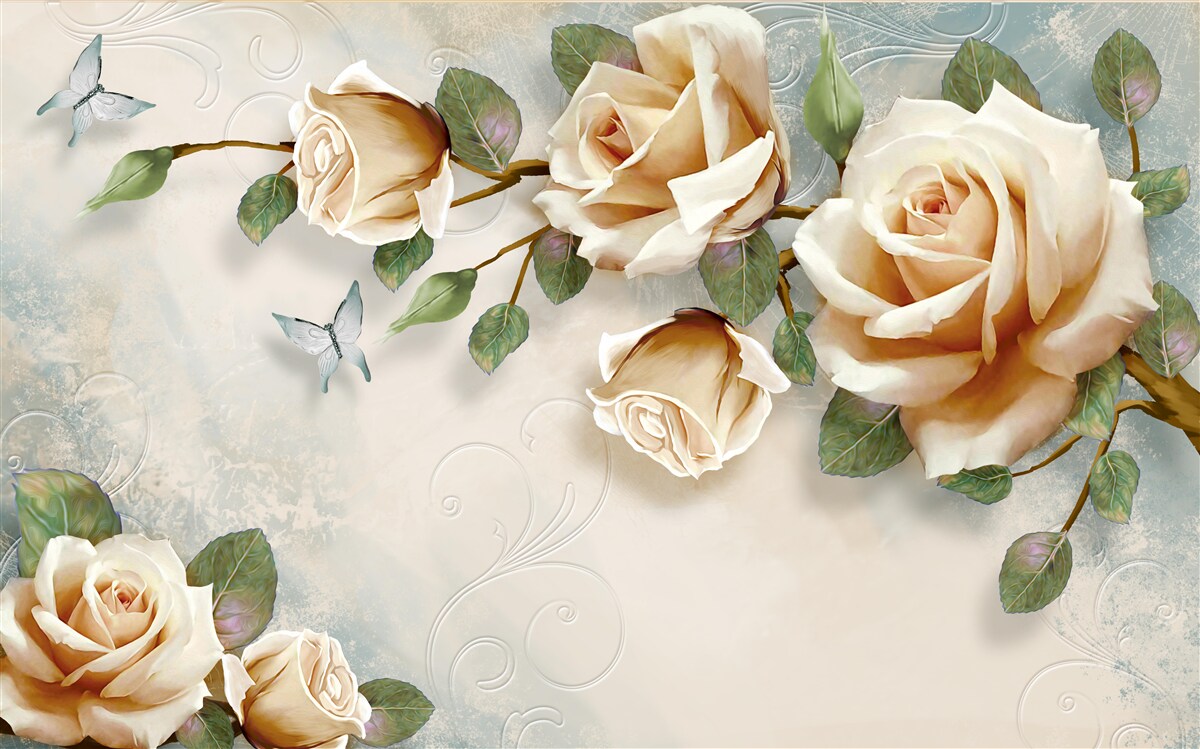 Fototapeta jemné ruže v krémových odtieňoch