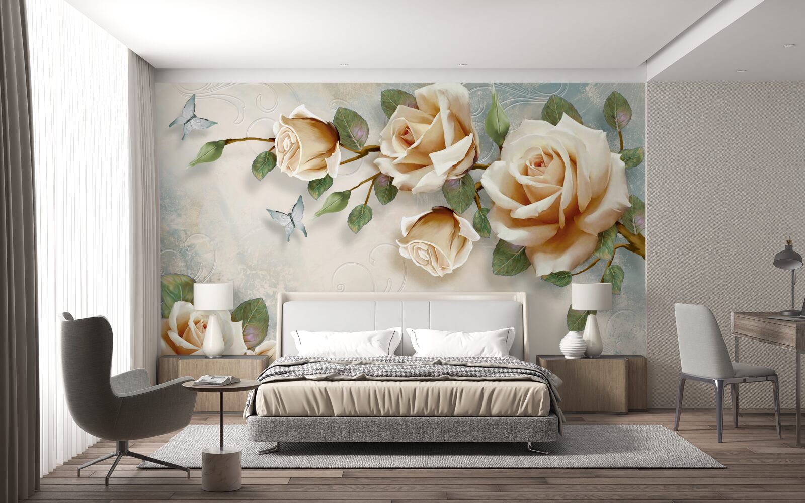 Fototapeta jemné ruže v krémových odtieňoch