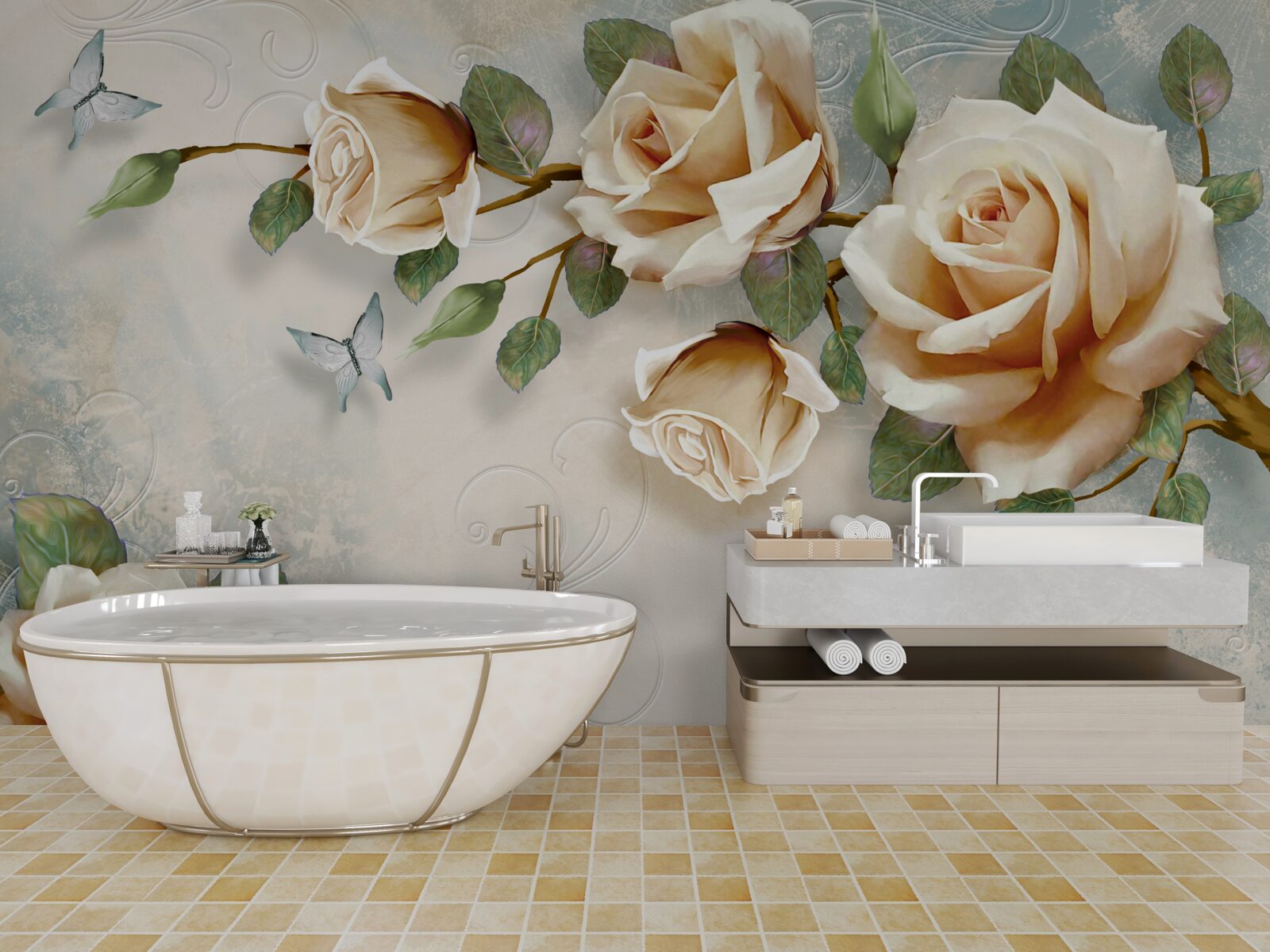 Fototapeta jemné ruže v krémových odtieňoch