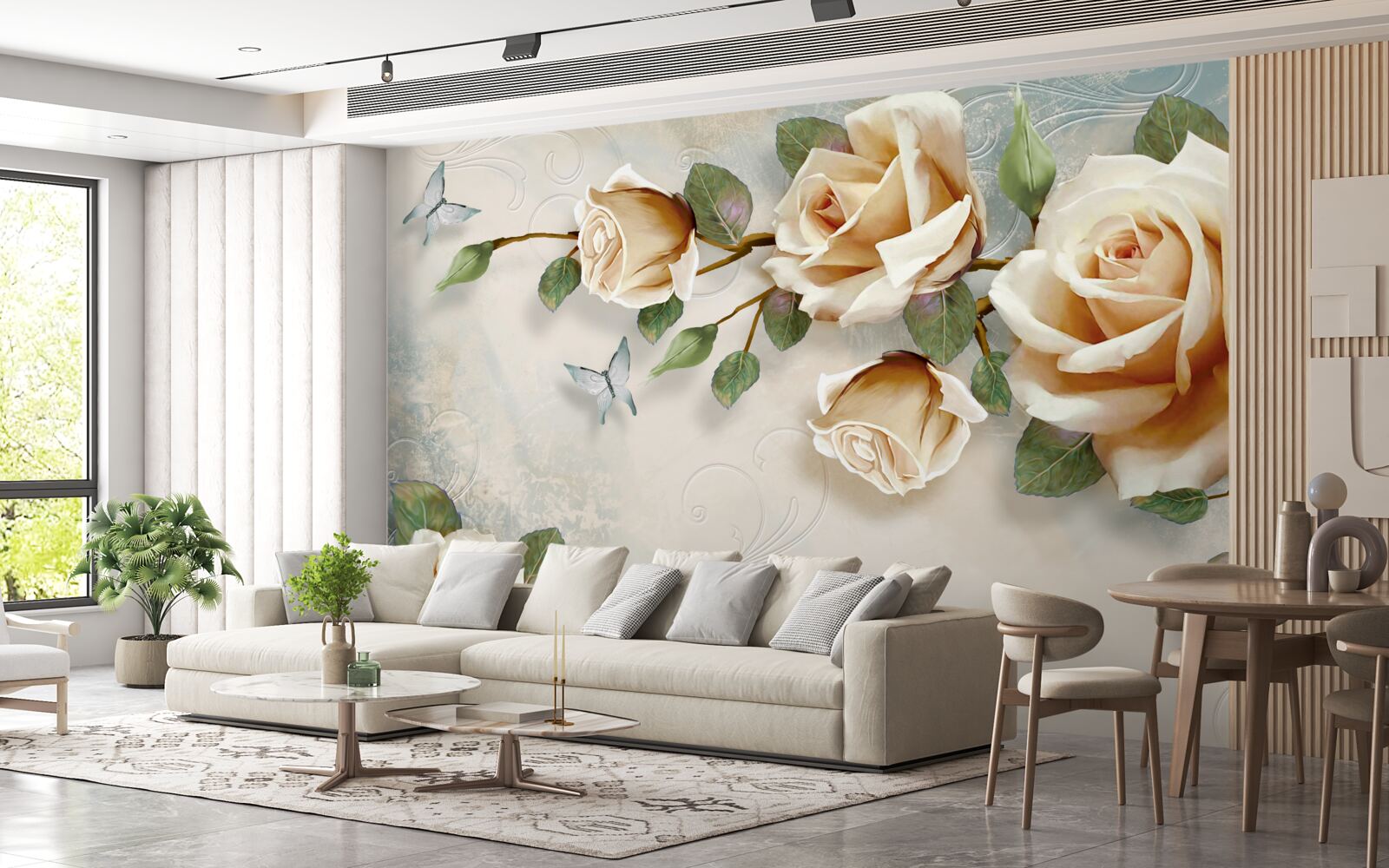 Fototapeta jemné ruže v krémových odtieňoch