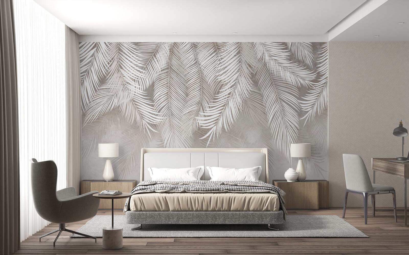 Fototapeta svetlo sivé listy padajú