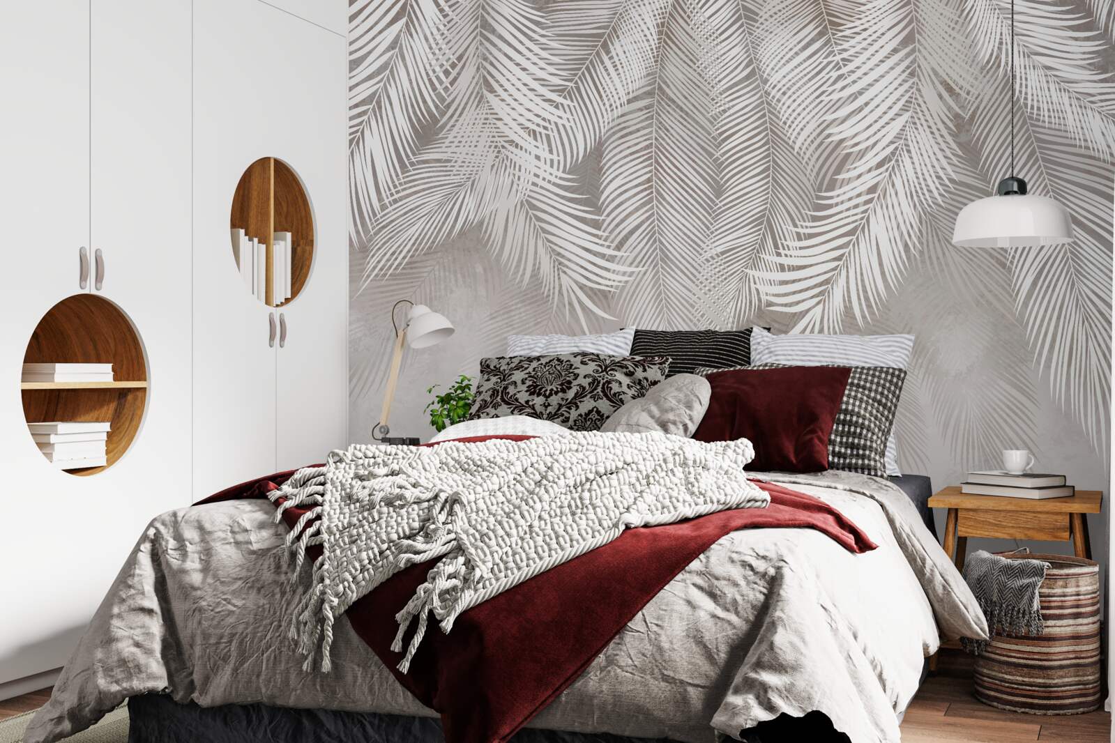 Fototapeta svetlo sivé listy padajú