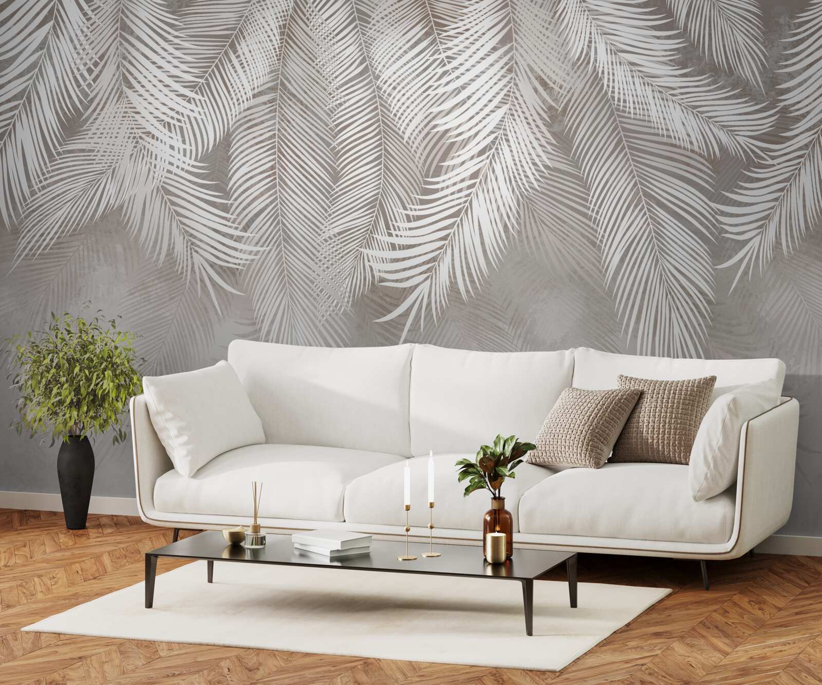 Fototapeta svetlo sivé listy padajú