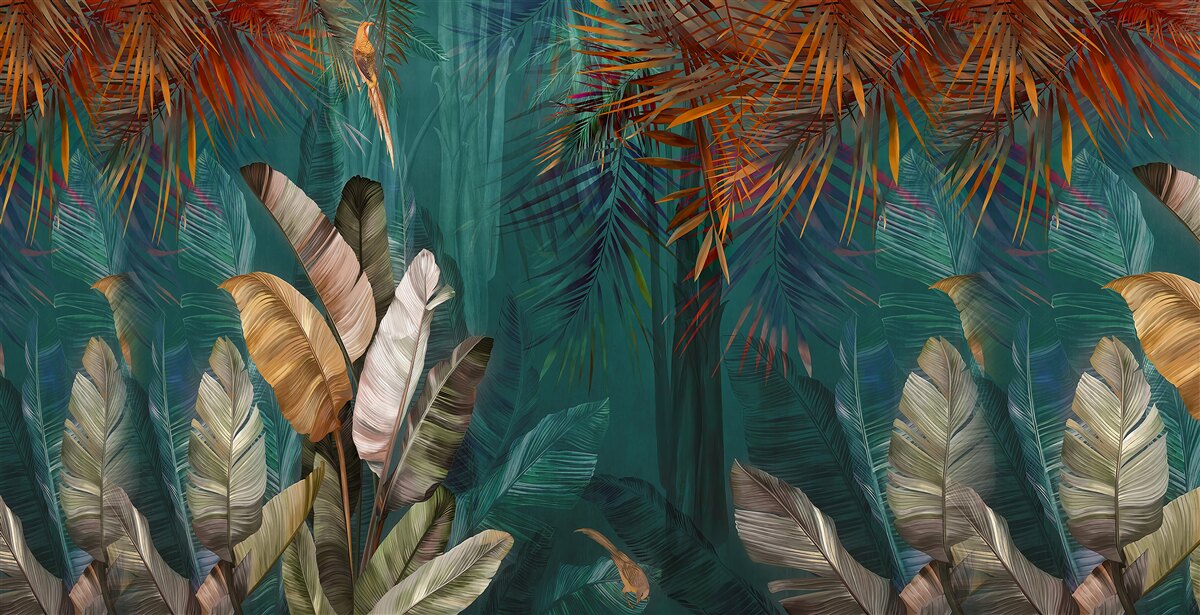 Fototapeta zelená džungľa je vymaľovaná v jesenných odtieňoch