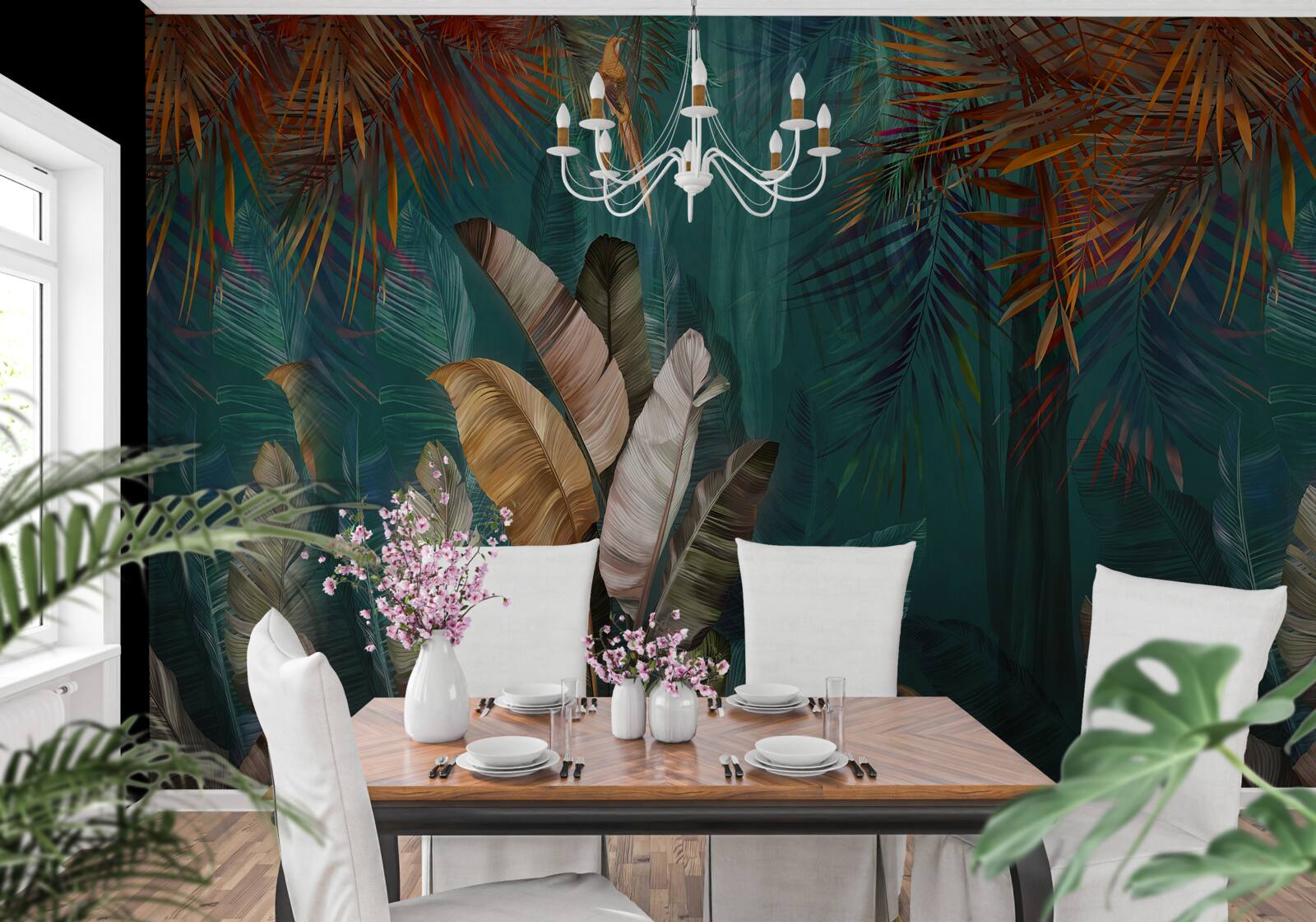 Fototapeta zelená džungľa je vymaľovaná v jesenných odtieňoch