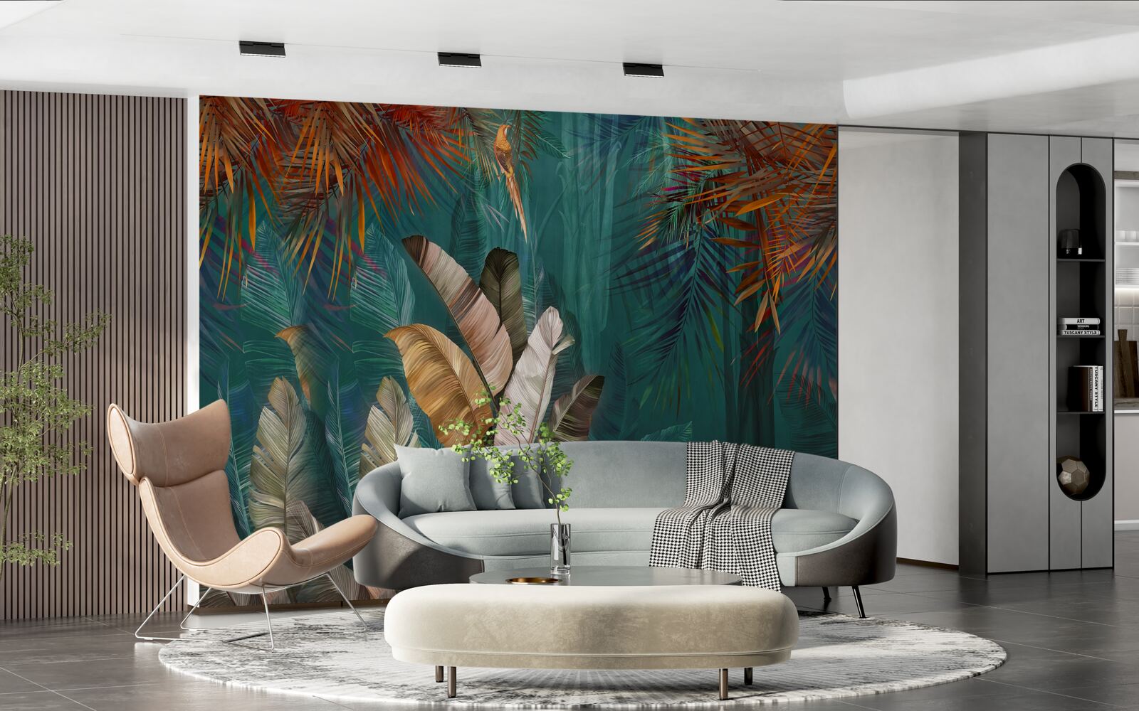 Fototapeta zelená džungľa je vymaľovaná v jesenných odtieňoch