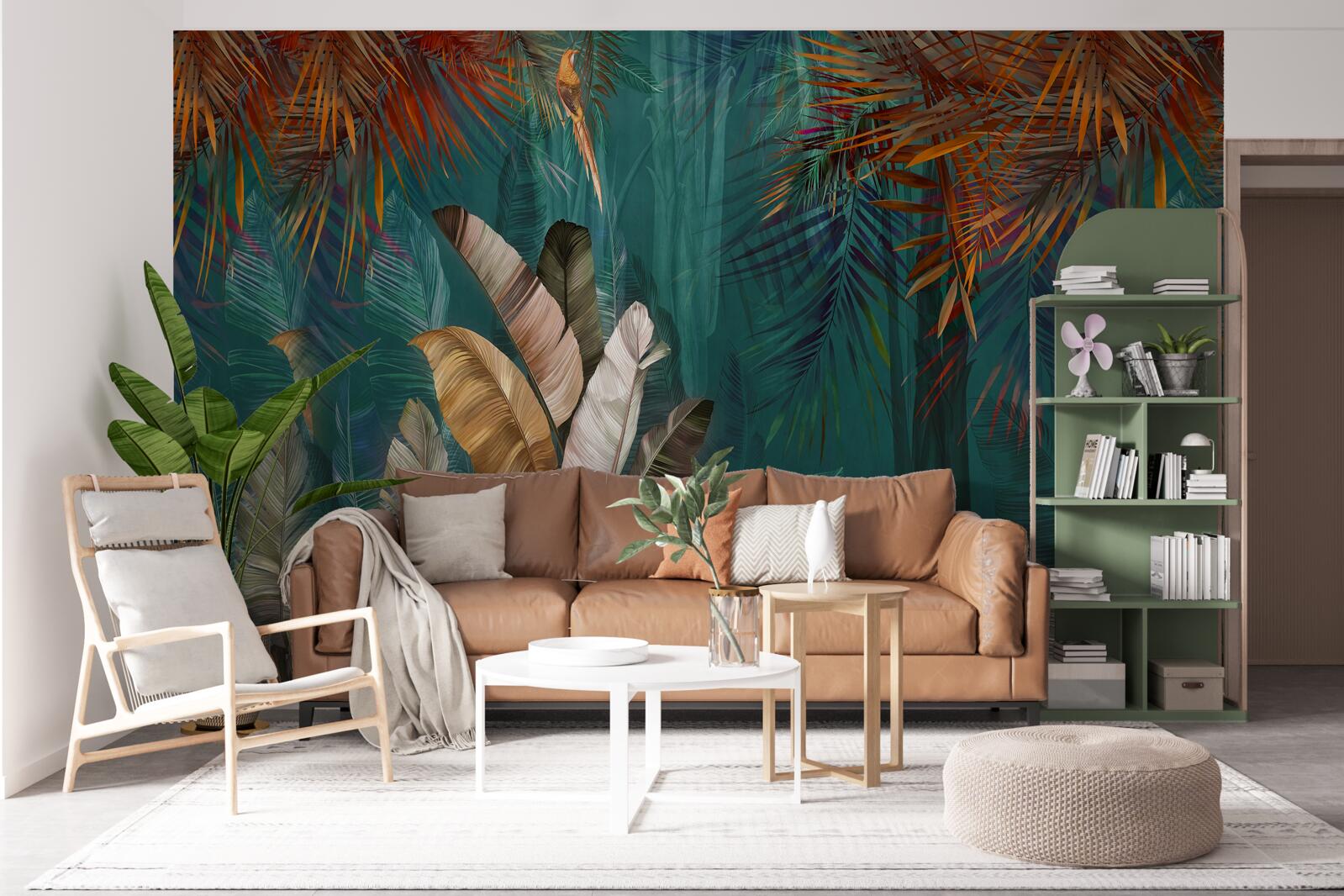 Fototapeta zelená džungľa je vymaľovaná v jesenných odtieňoch