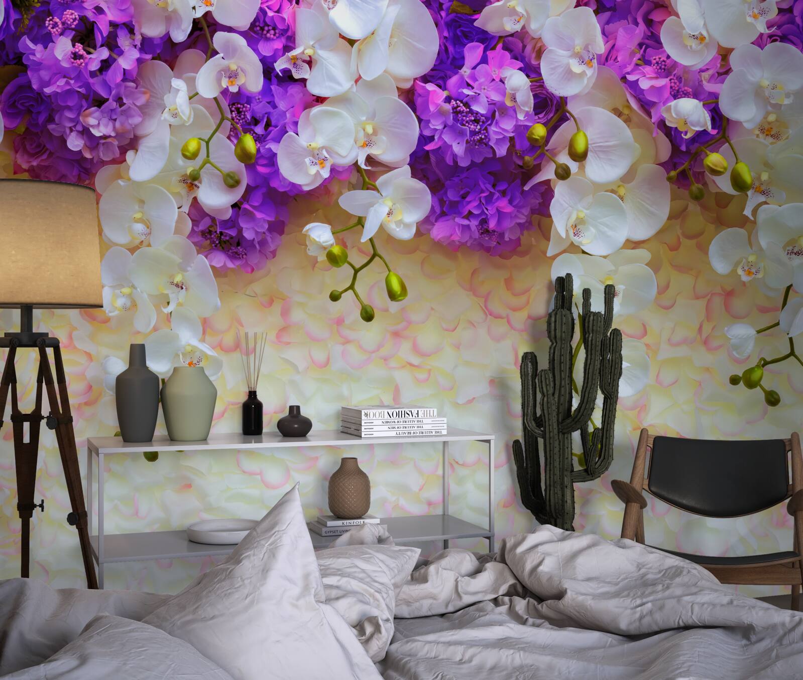 Fototapeta Snehobiele orchidey a orgovánové kvety