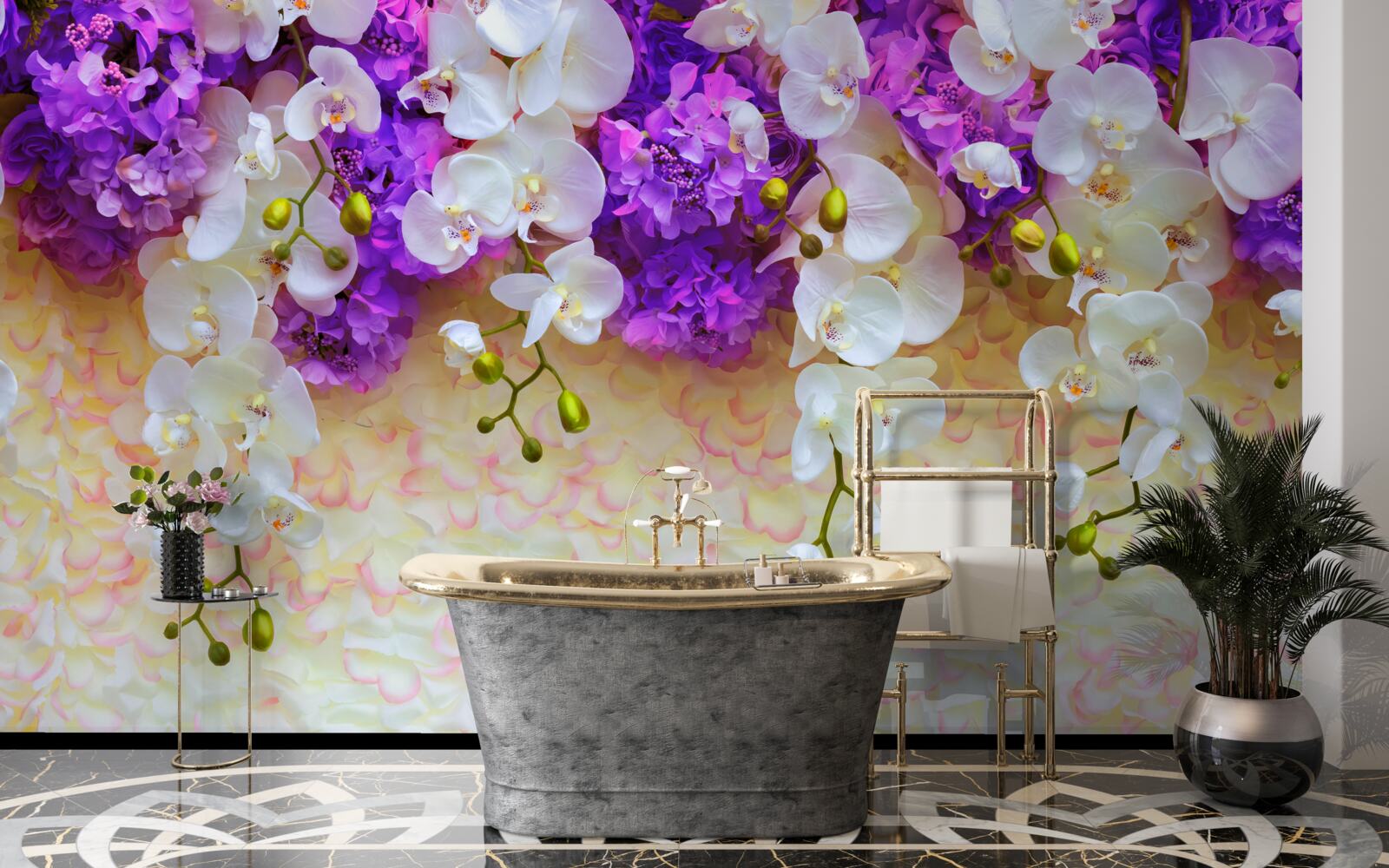 Fototapeta Snehobiele orchidey a orgovánové kvety