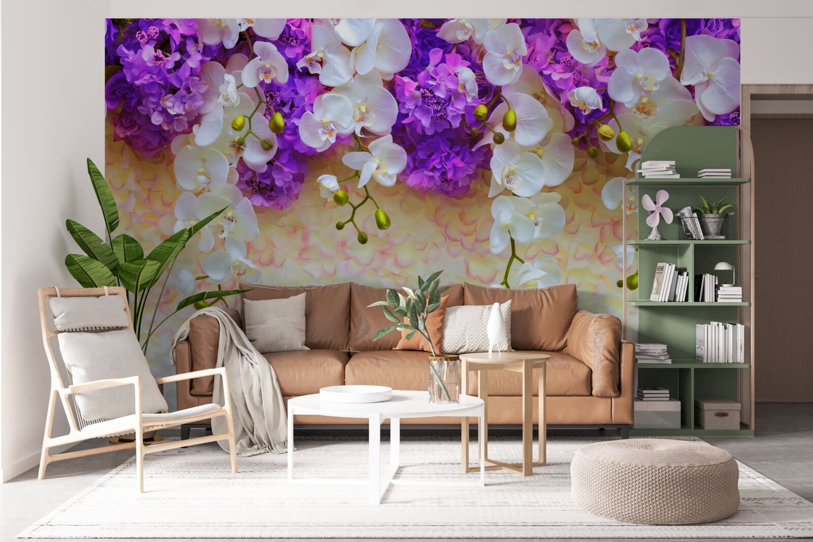 Fototapeta Snehobiele orchidey a orgovánové kvety