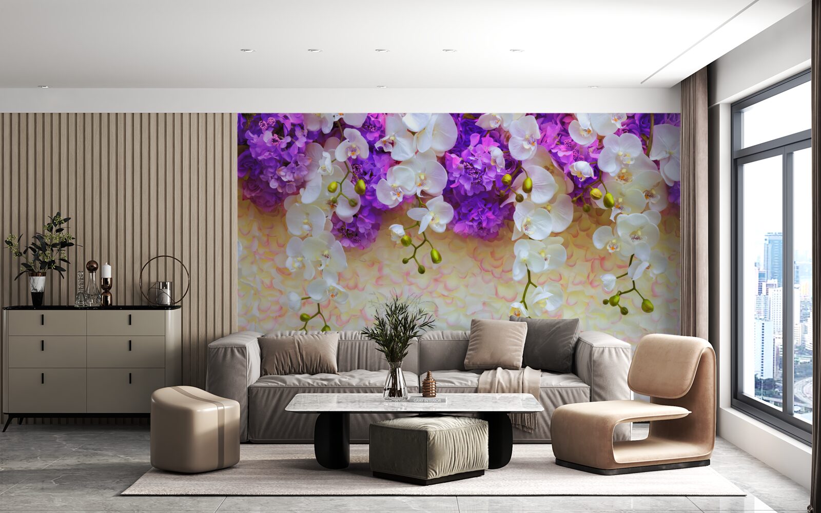 Fototapeta Snehobiele orchidey a orgovánové kvety