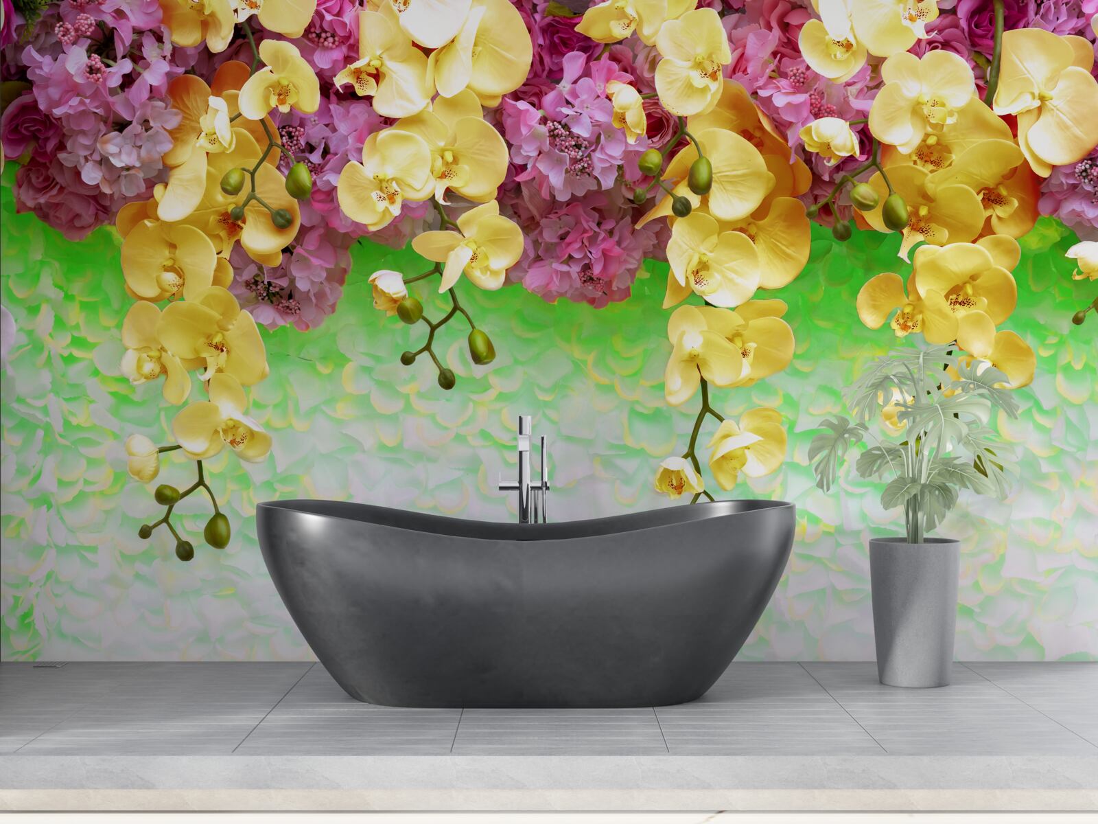 Fototapeta horľavé žltočervené púčiky na svetlom podklade