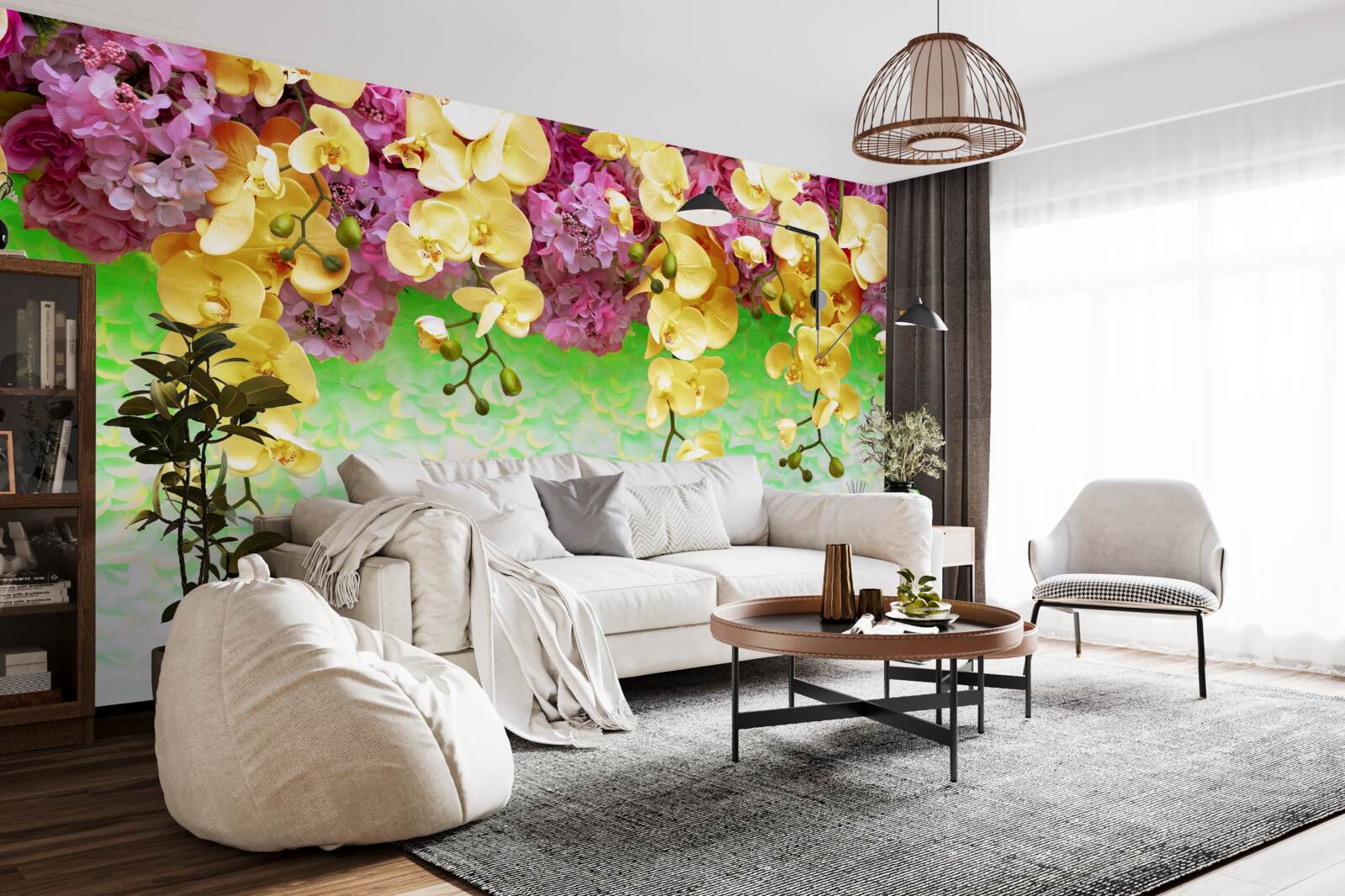 Fototapeta horľavé žltočervené púčiky na svetlom podklade