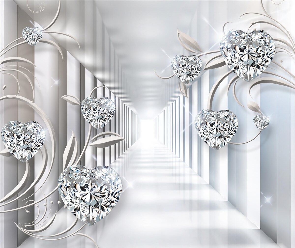 Fototapeta zlaté dekorácie na pozadí nekonečnej chodby