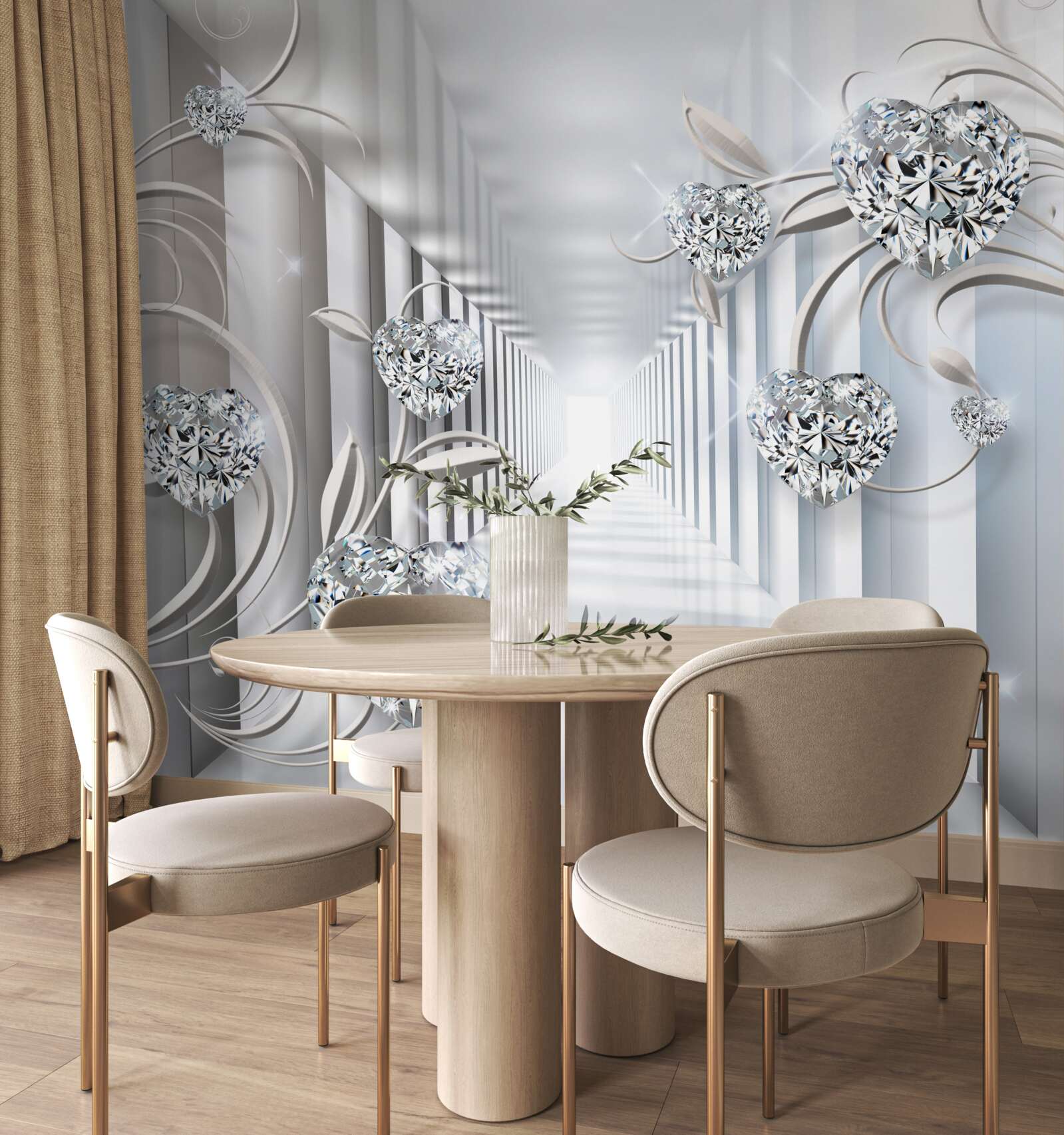 Fototapeta zlaté dekorácie na pozadí nekonečnej chodby