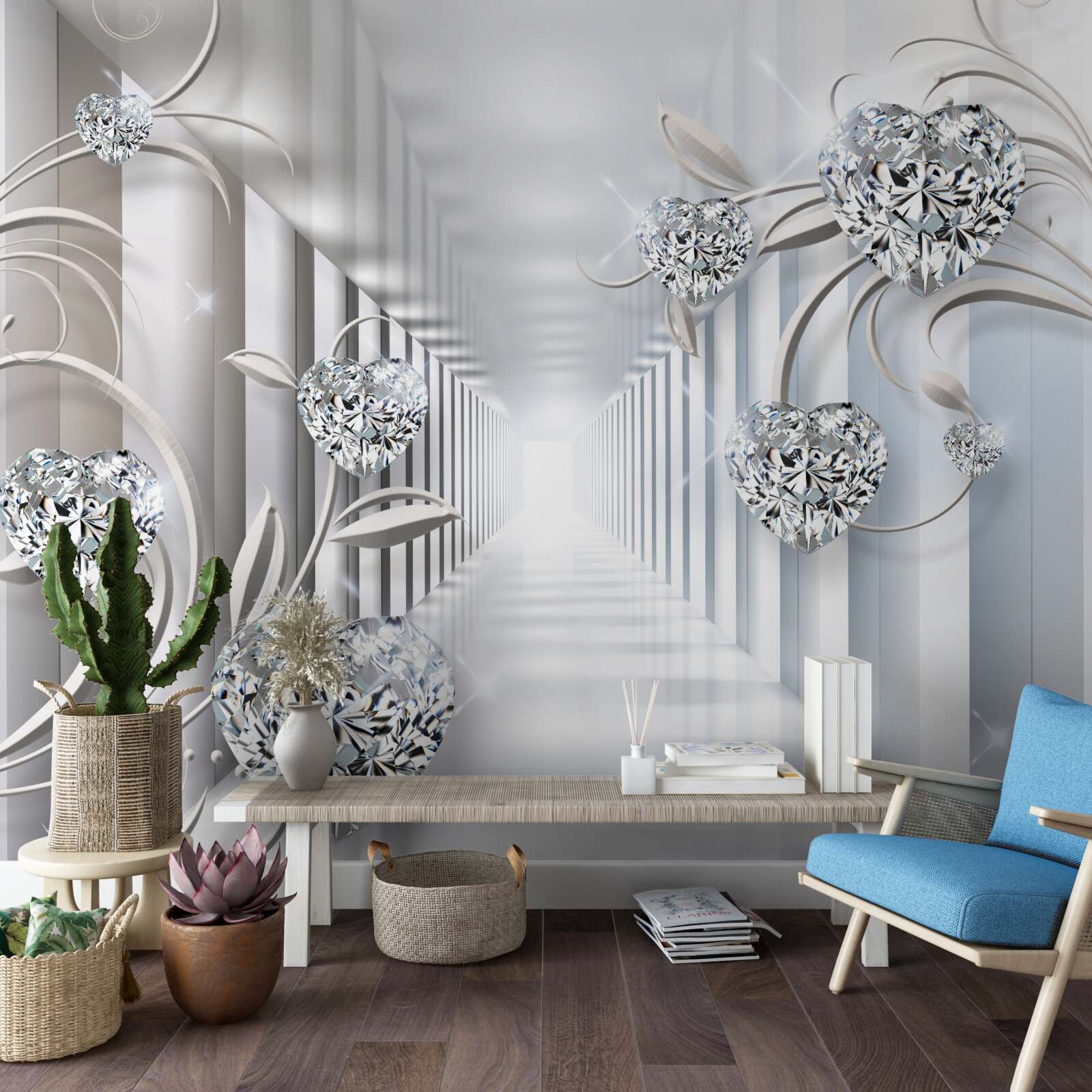 Fototapeta zlaté dekorácie na pozadí nekonečnej chodby