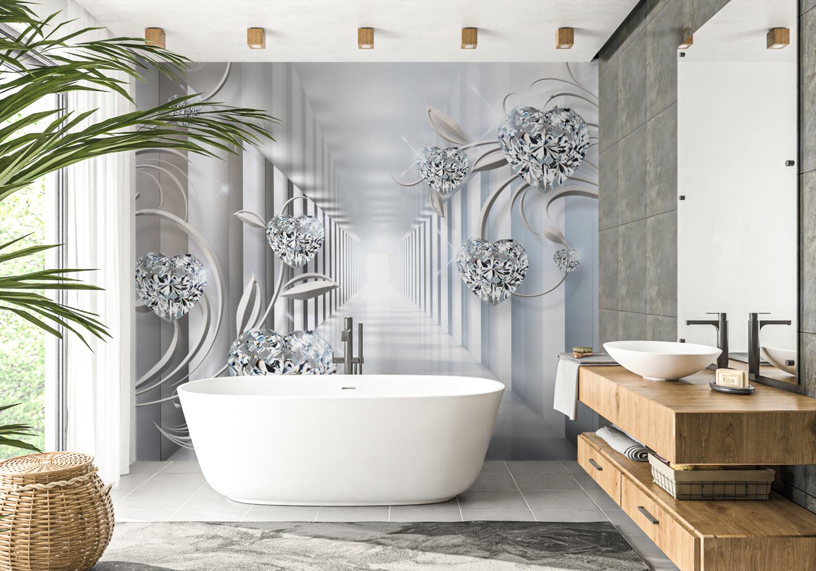 Fototapeta zlaté dekorácie na pozadí nekonečnej chodby