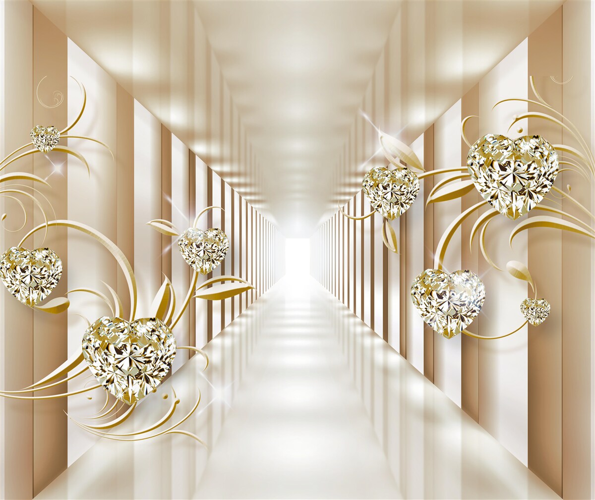 Fototapeta abstraktná chodba zdobená zlatými predmetmi