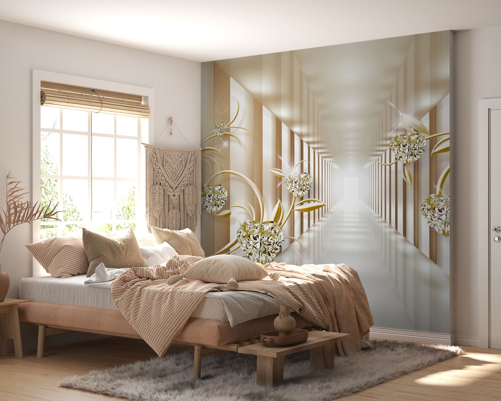 Fototapeta abstraktná chodba zdobená zlatými predmetmi