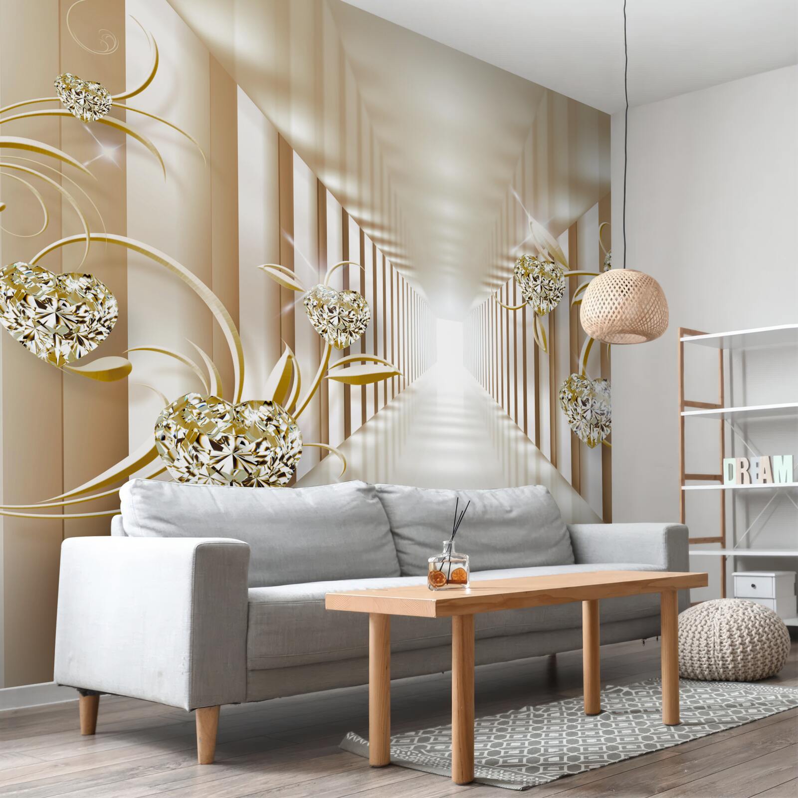 Fototapeta abstraktná chodba zdobená zlatými predmetmi