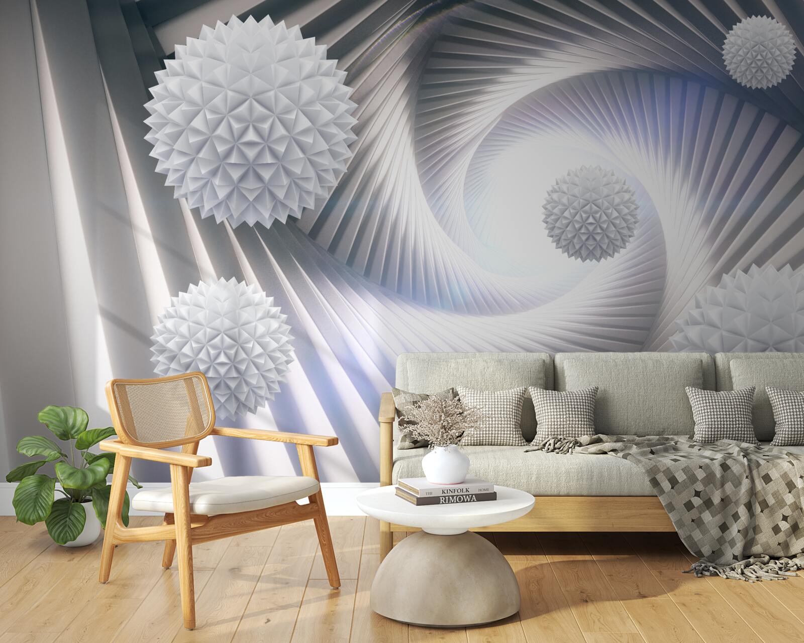 Fototapeta čipkovaný vír stupňovitých bielych guľôčok