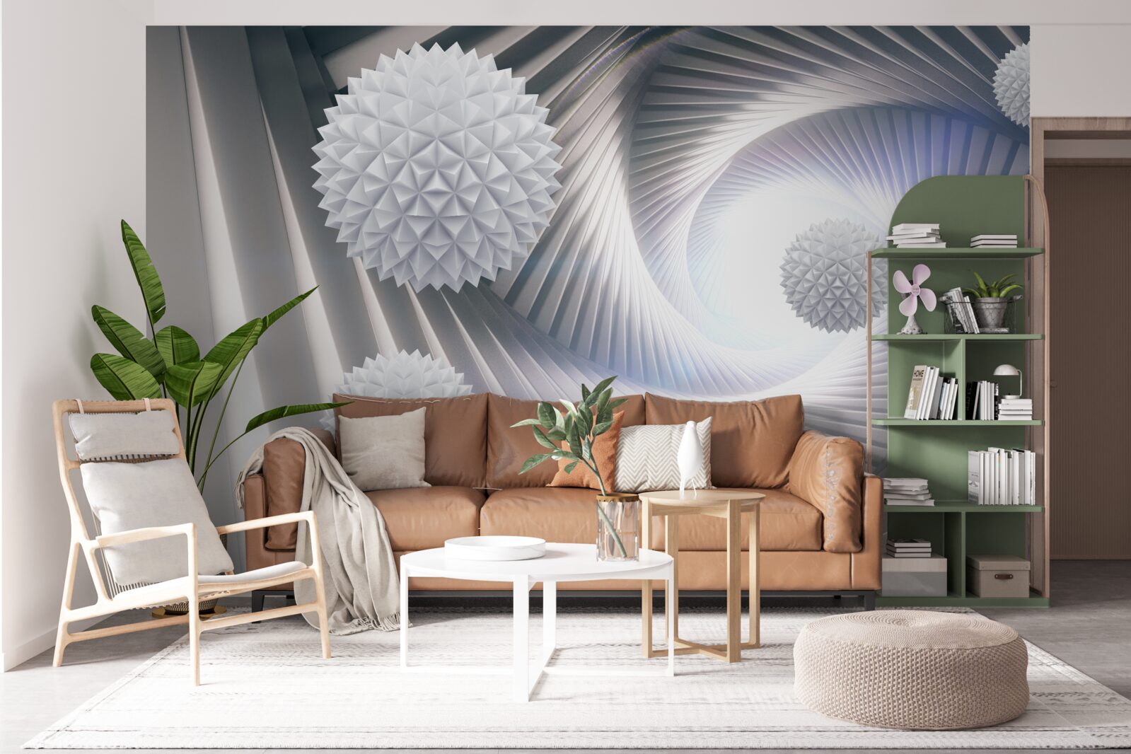 Fototapeta čipkovaný vír stupňovitých bielych guľôčok