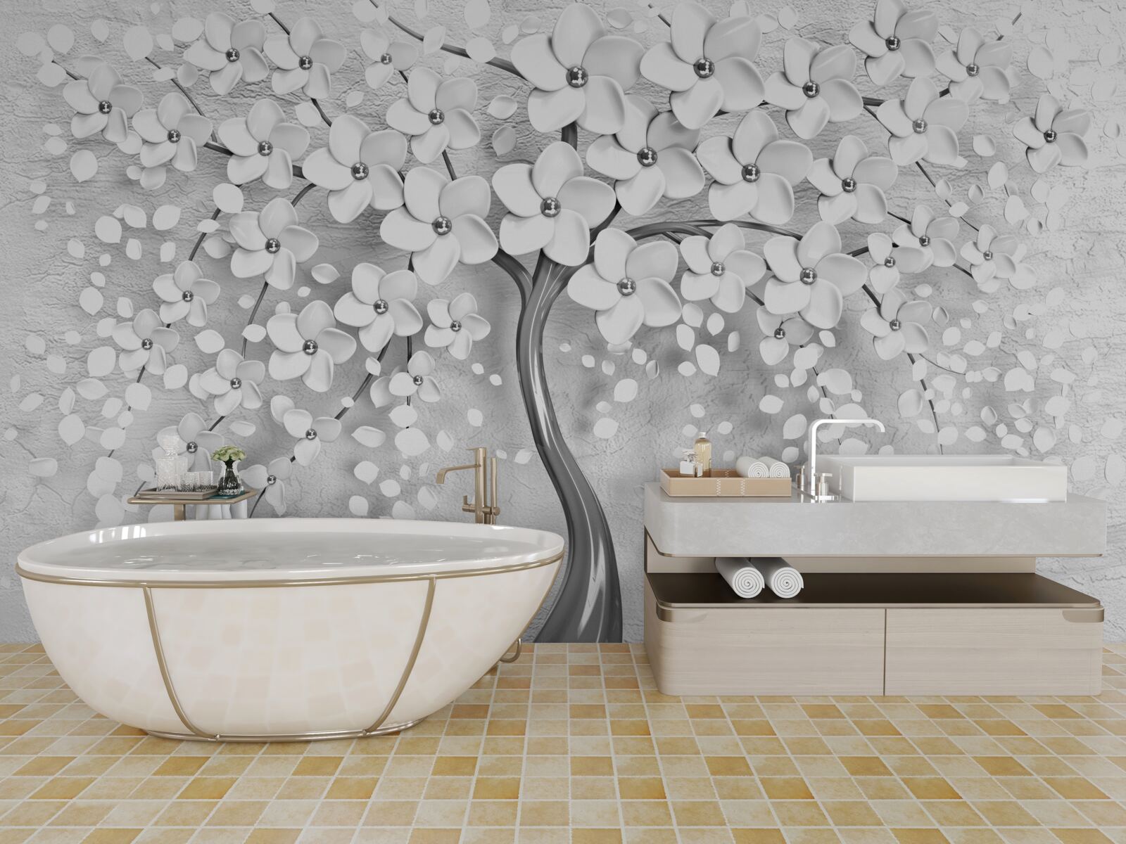 Fototapeta štíhly strom, ktorý rozkvitol