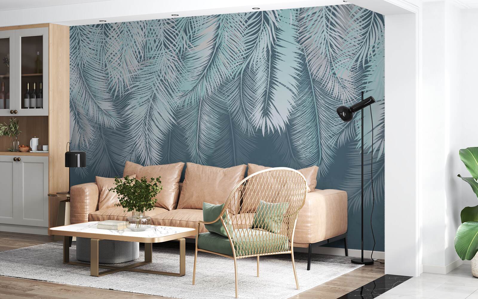 Fototapeta listy sú svetlozelené, ich vrcholy smerujú nadol