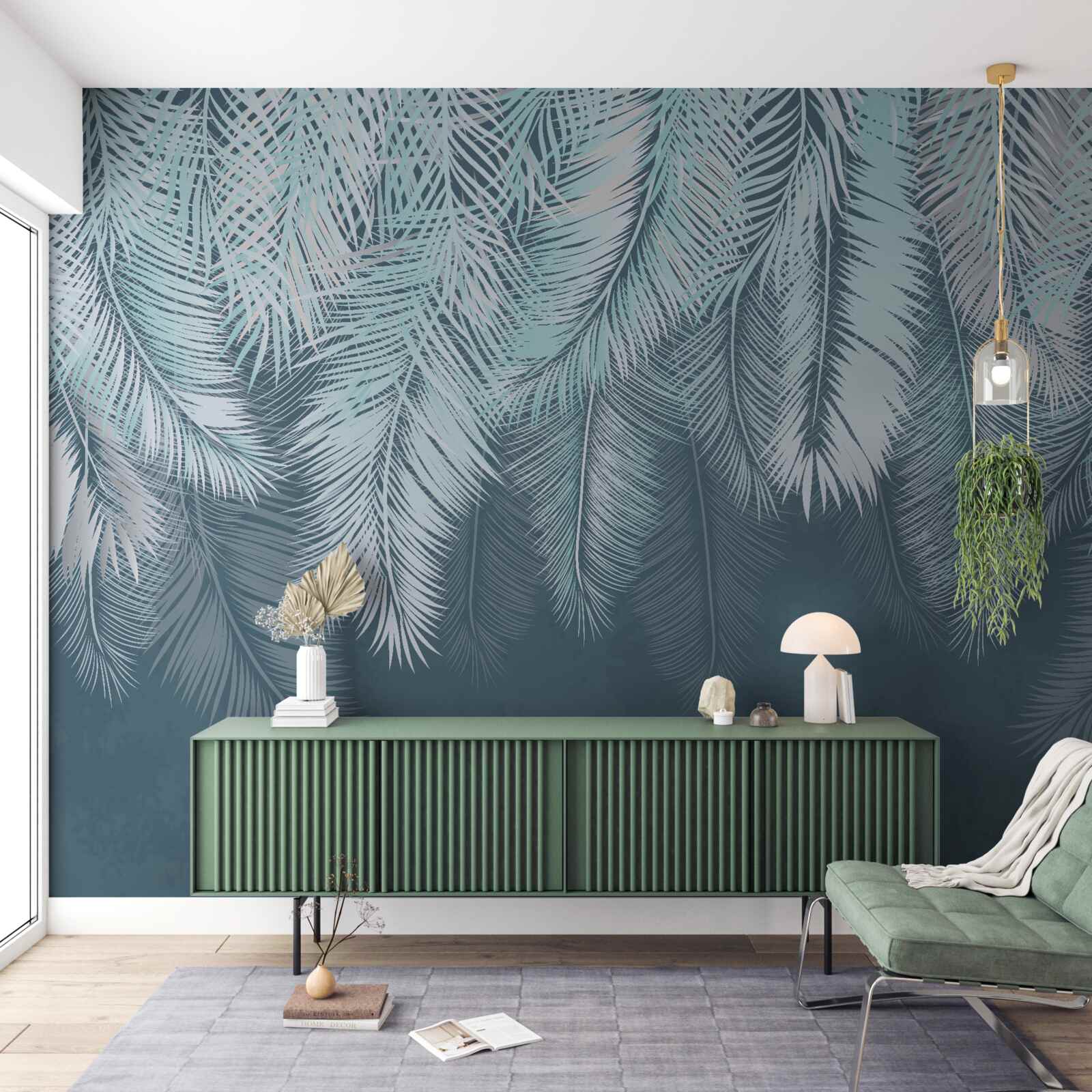 Fototapeta listy sú svetlozelené, ich vrcholy smerujú nadol