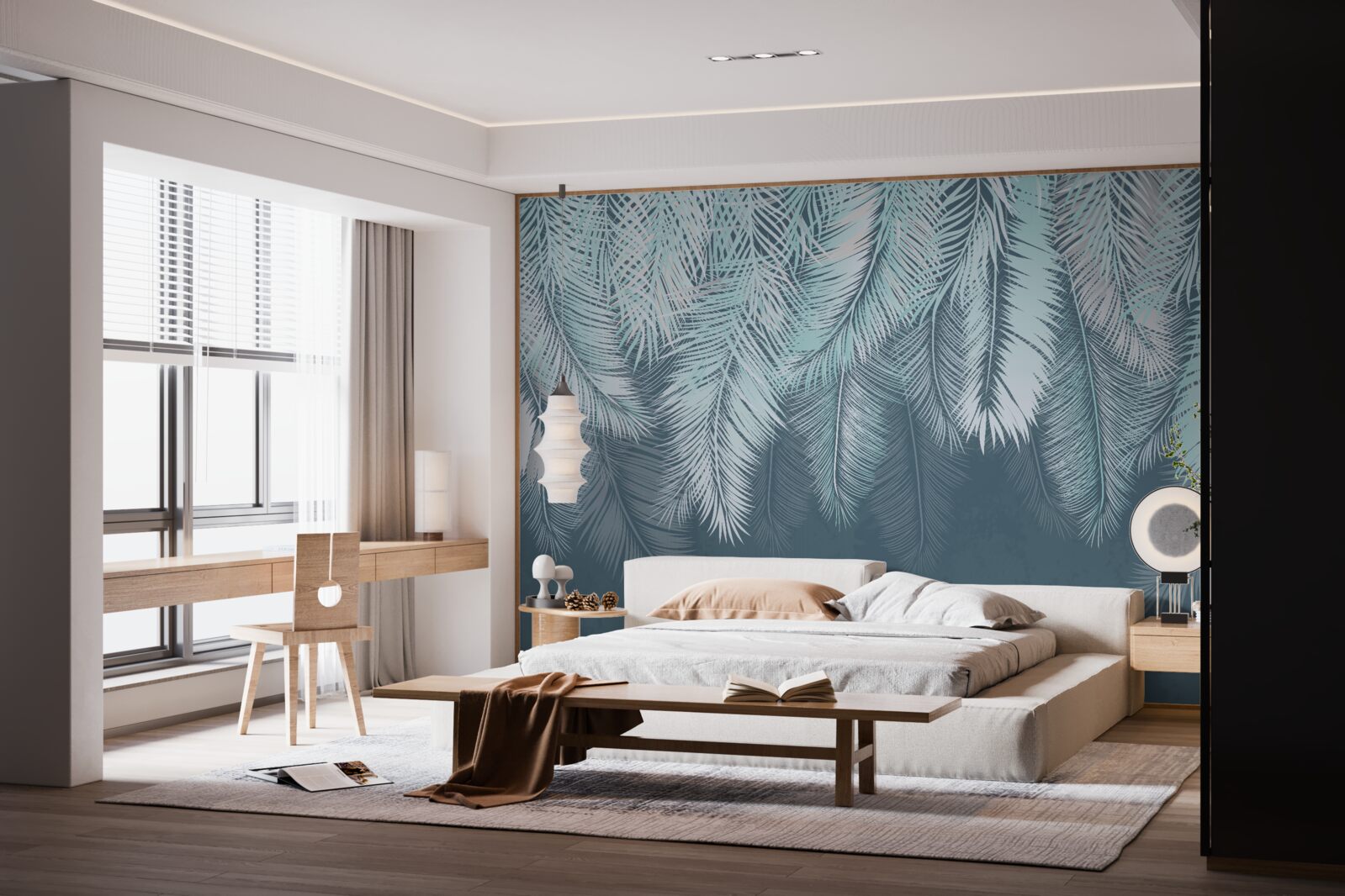 Fototapeta listy sú svetlozelené, ich vrcholy smerujú nadol