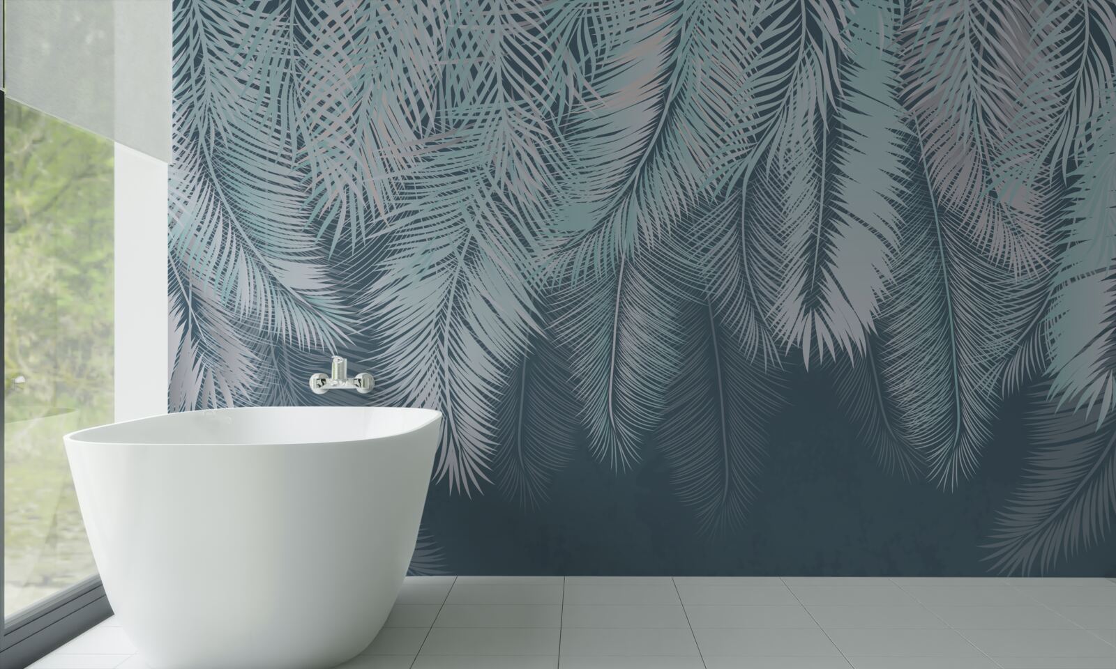 Fototapeta listy sú svetlozelené, ich vrcholy smerujú nadol