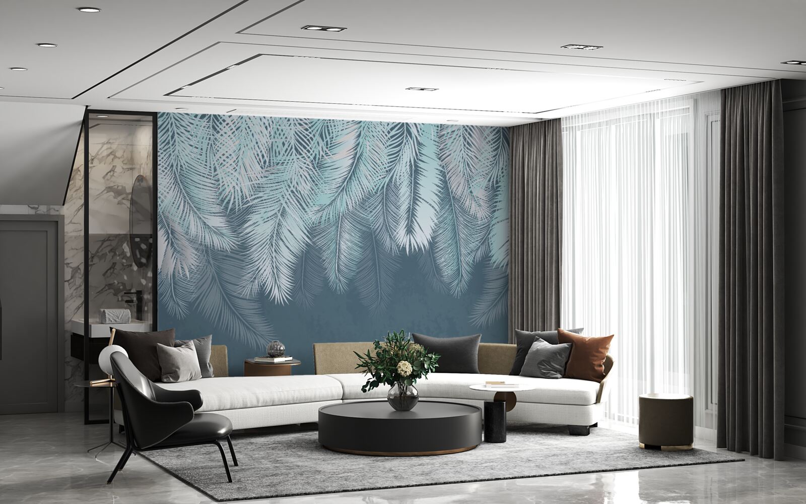 Fototapeta listy sú svetlozelené, ich vrcholy smerujú nadol