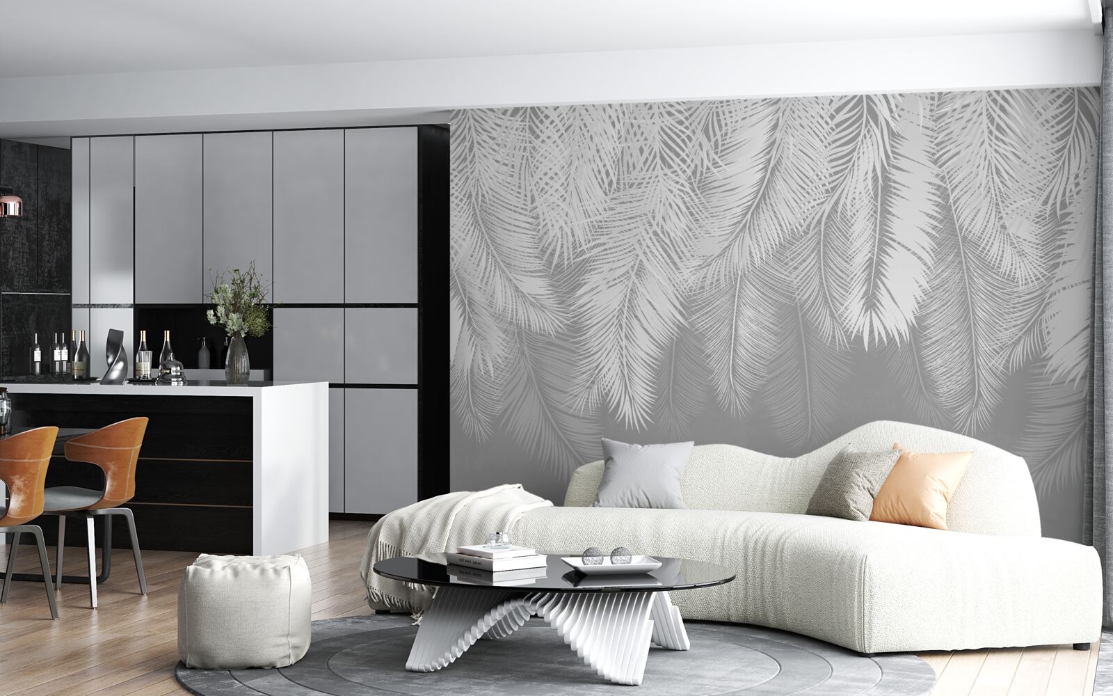 Fototapeta husté biele perie unášané vetrom