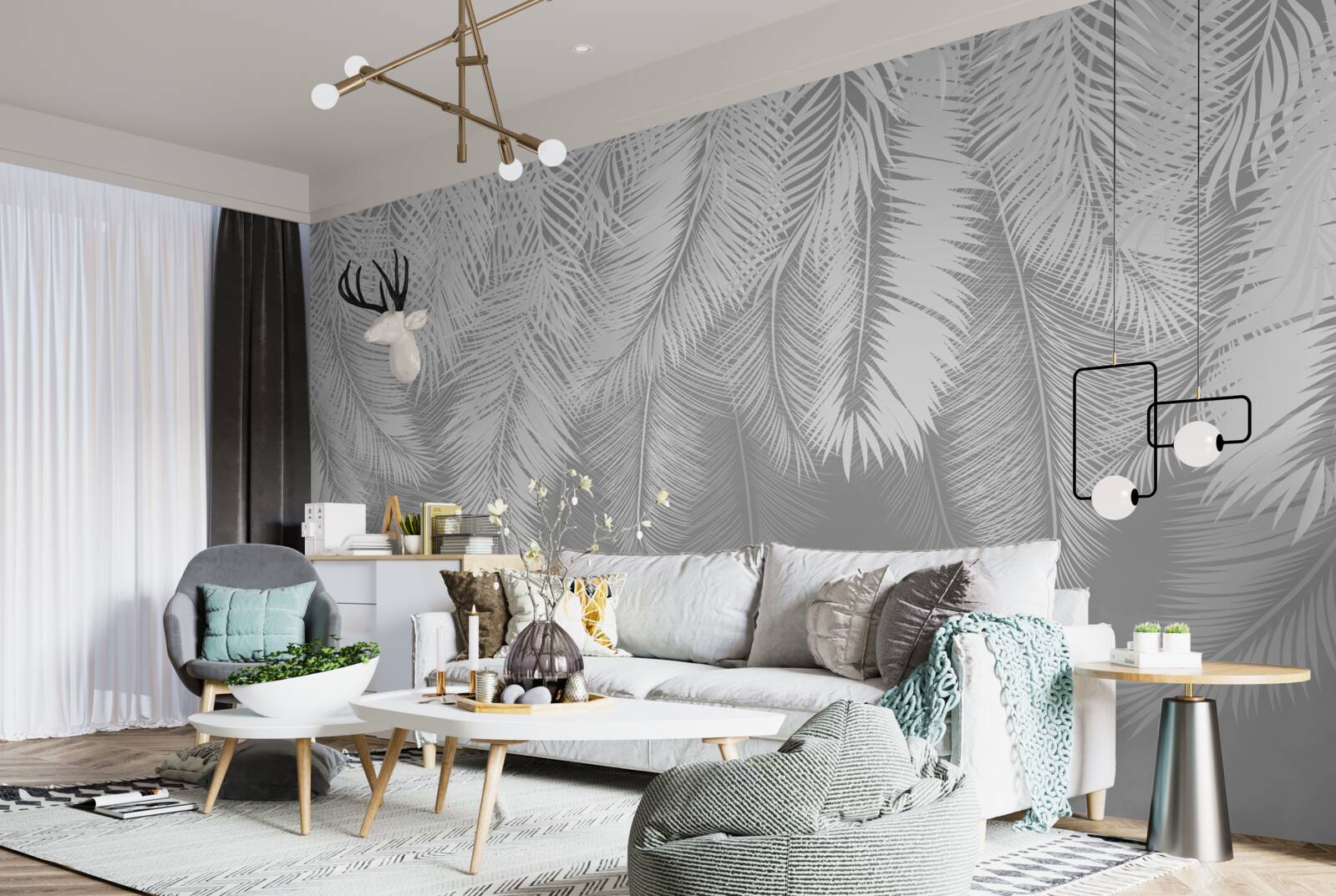 Fototapeta husté biele perie unášané vetrom