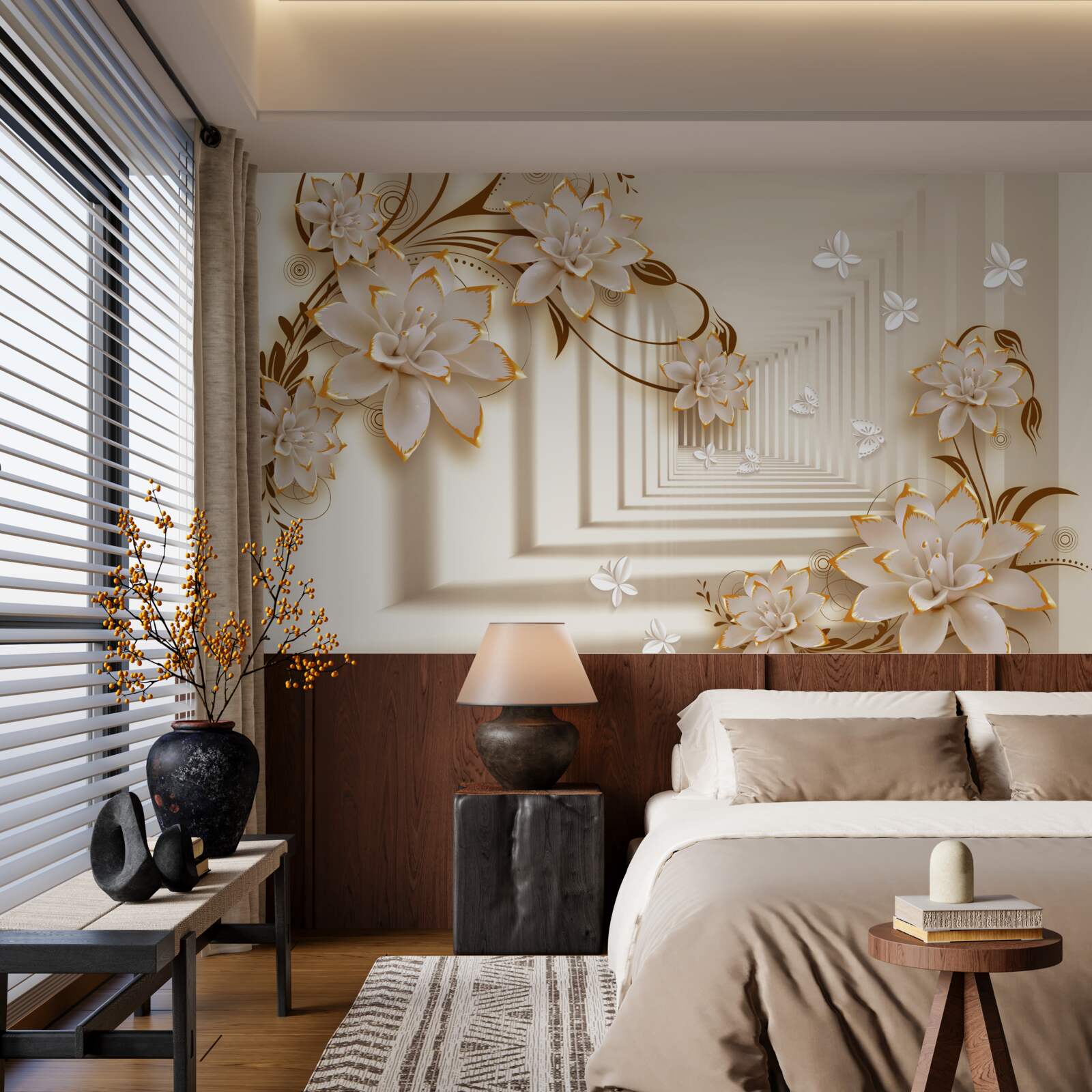 Fototapeta stĺpy a kvety vytvárajú neskutočný tunel